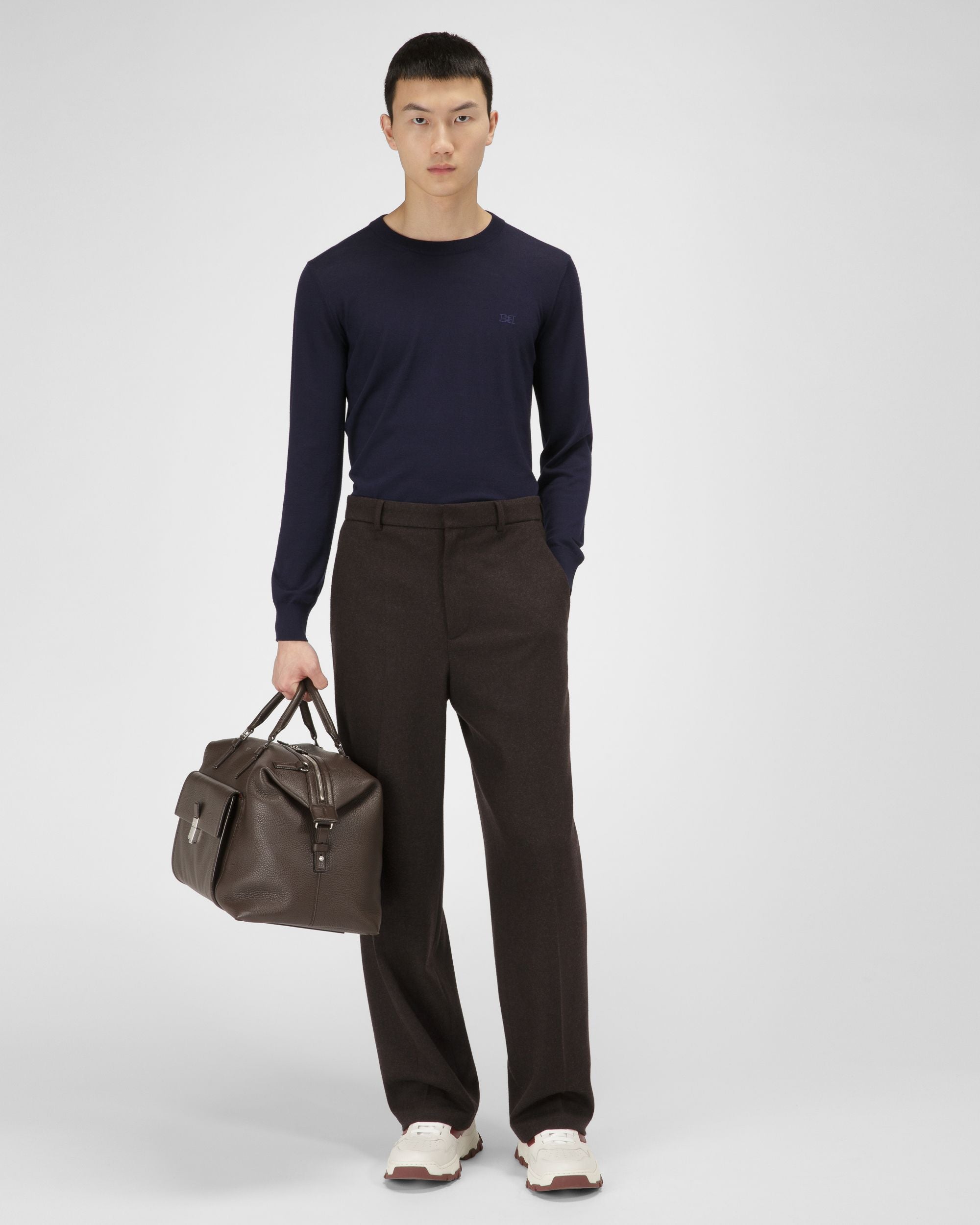 Pull En Laine Mérinos Bleu Marine - Homme - Bally - 04