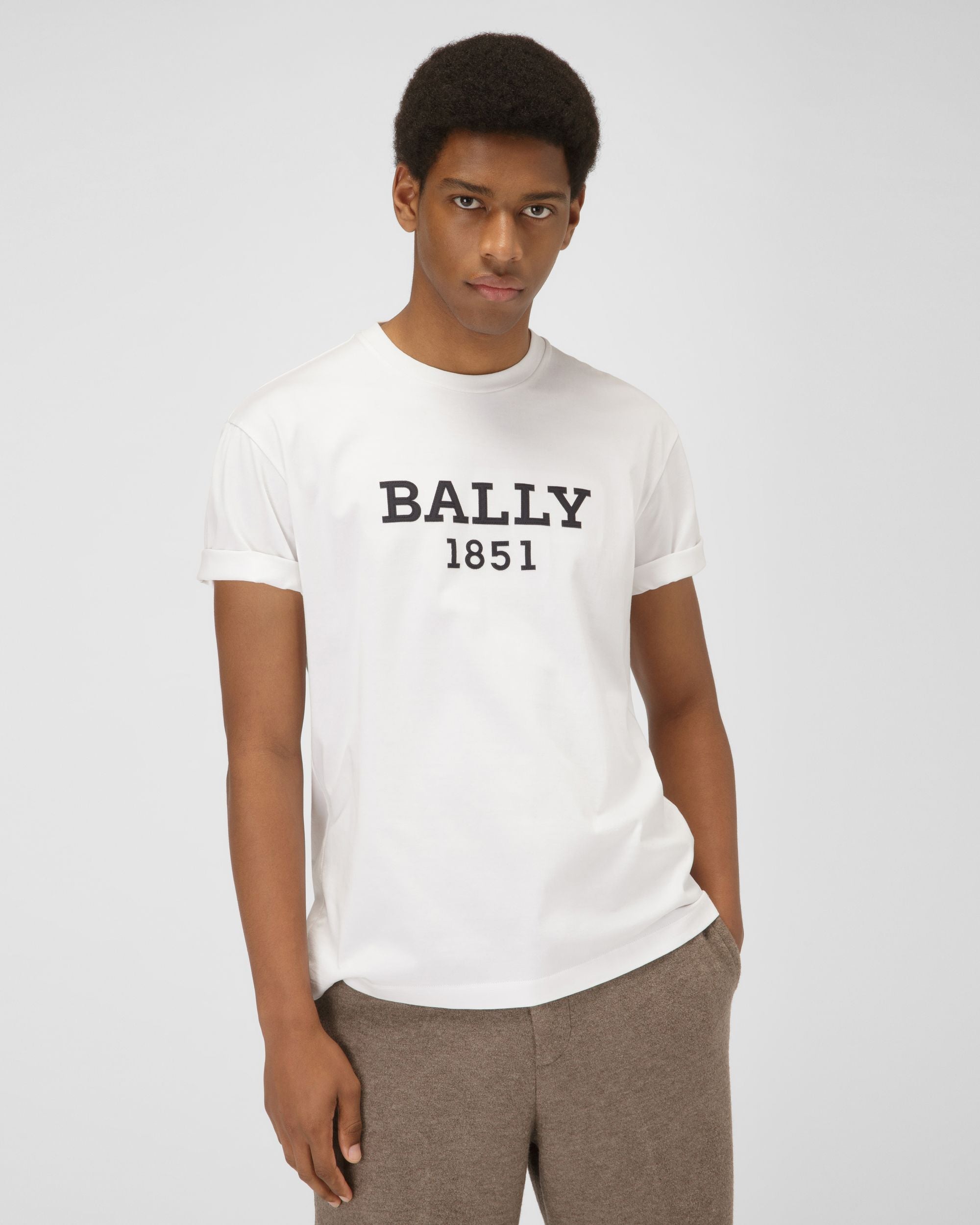 Cotton T-Shirt In White - Men's - Bally - 01