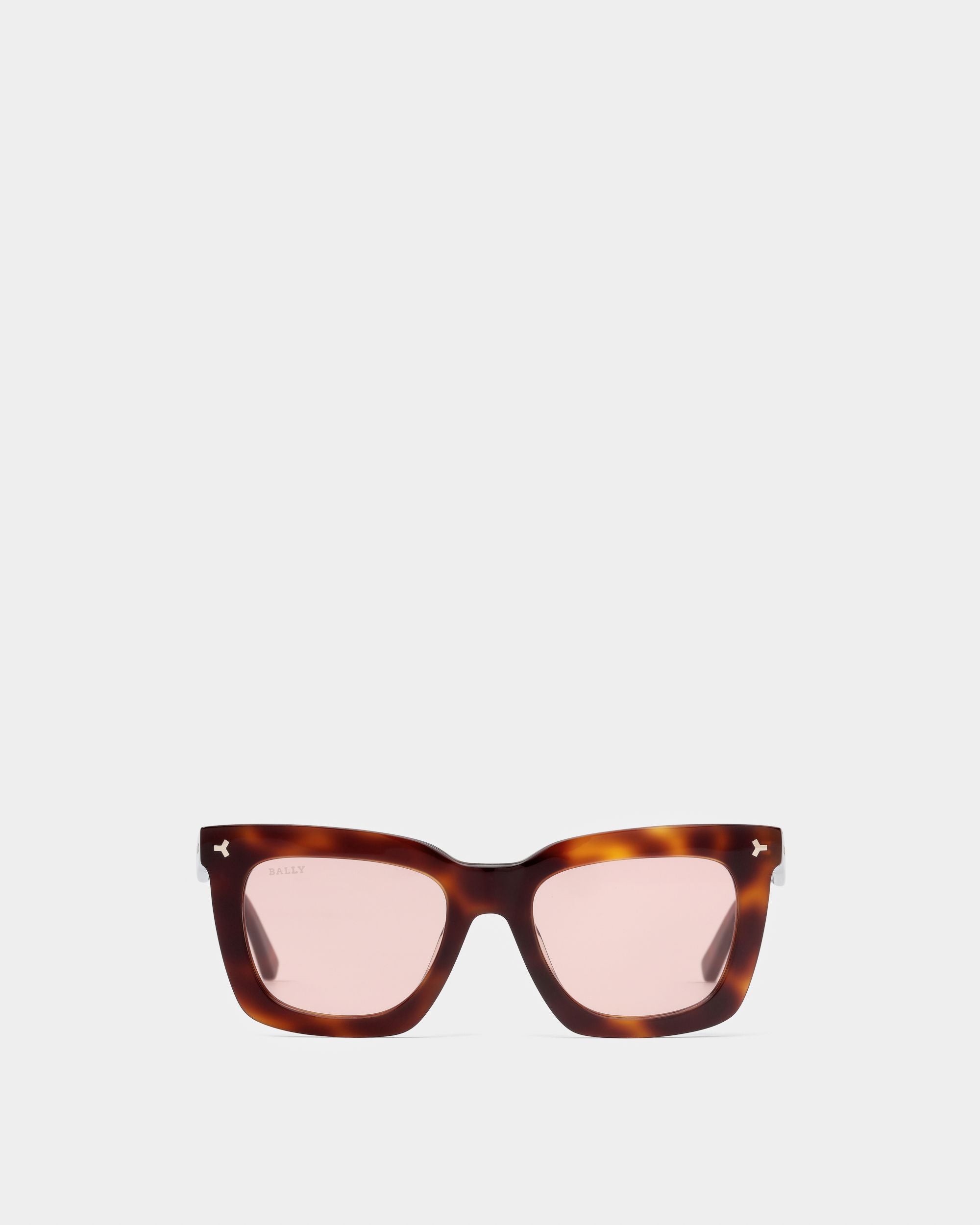 Shine Lunettes De Soleil En Acétate Havane Et Verres Roses - Femme - Bally - 01