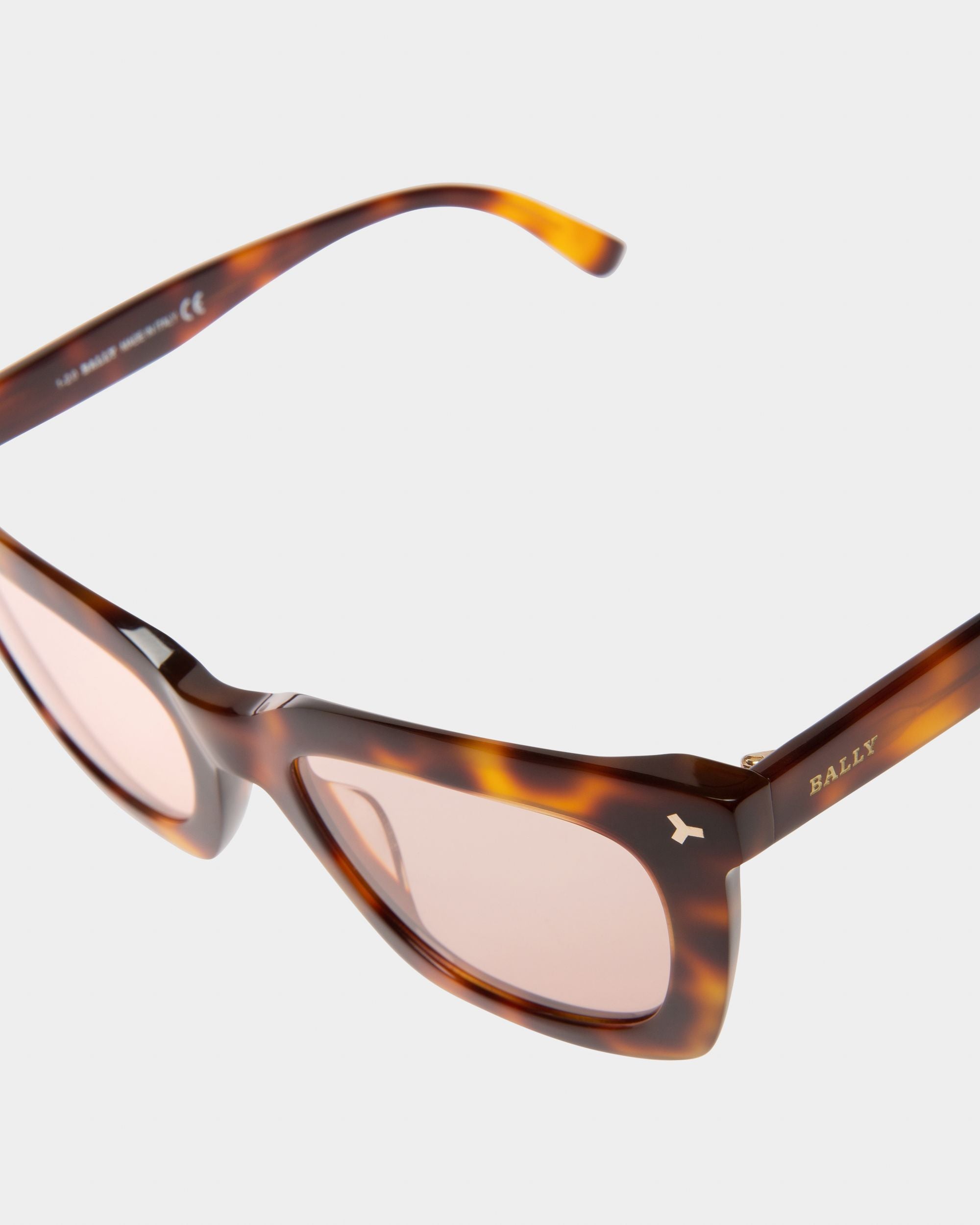 Shine Lunettes De Soleil En Acétate Havane Et Verres Roses - Femme - Bally - 02