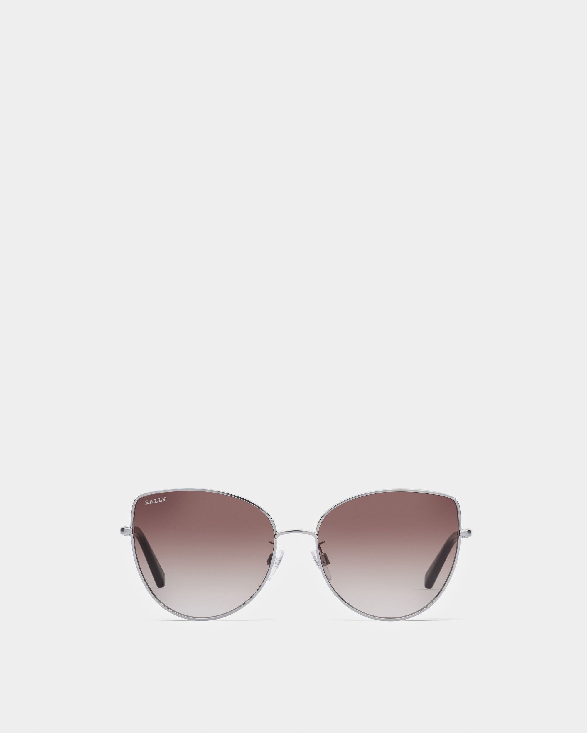 Glow Lunettes De Soleil En Métal Bleu Clair Mat Et Verres Dégradés - Femme - Bally - 01