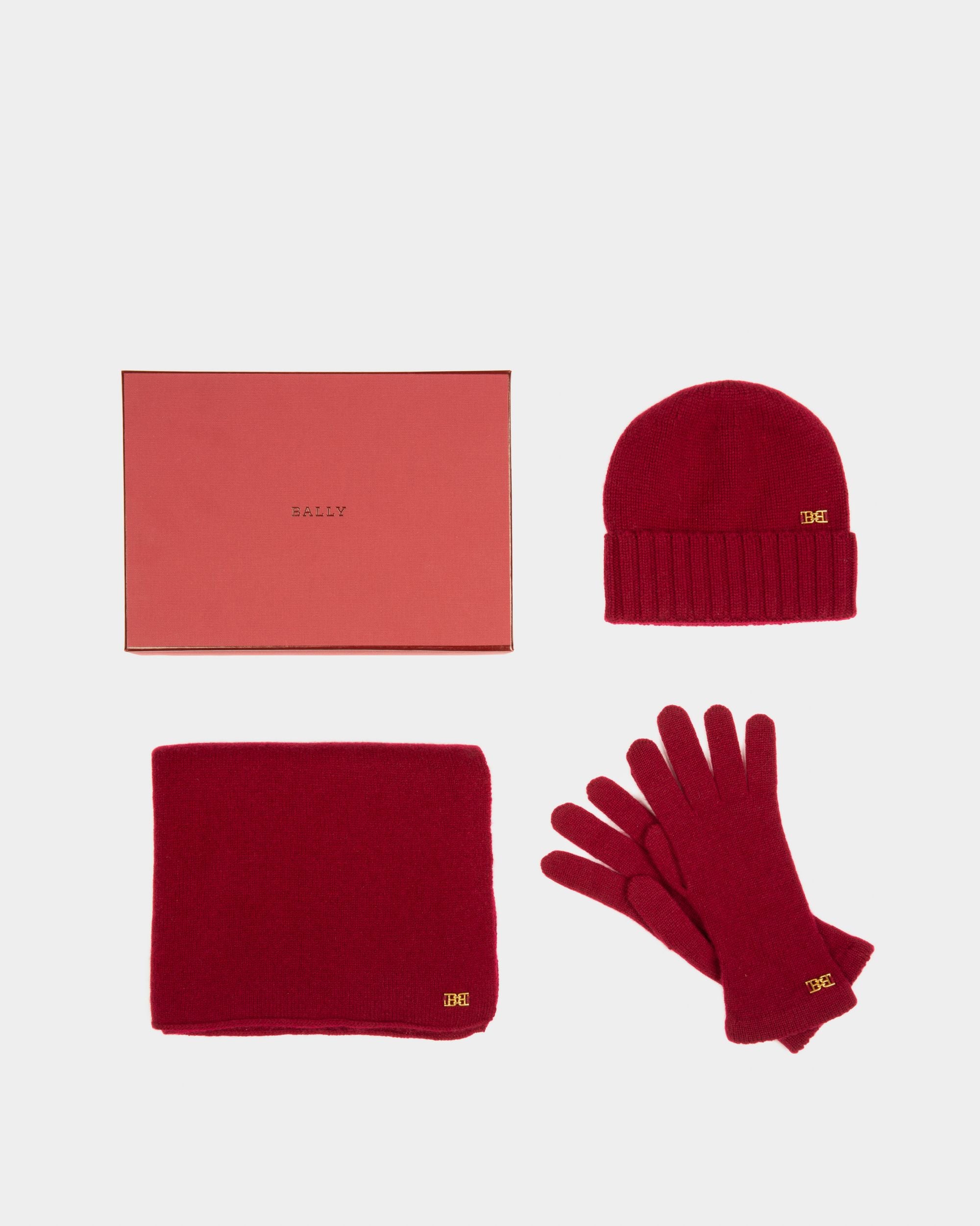 Accessoire-Set Aus Traditionsrotem Kaschmir - Damen - Bally - 07