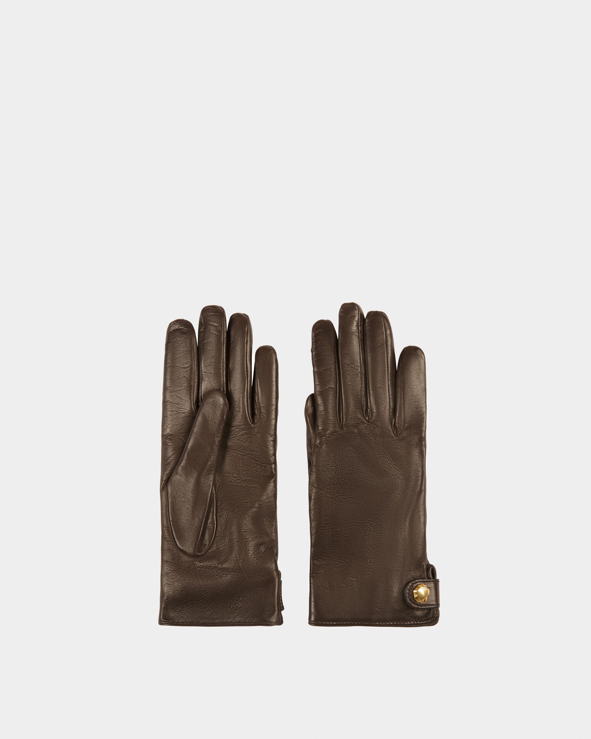 Handschuhe Aus Ebenholzbraunem Leder - Damen - Bally - 01