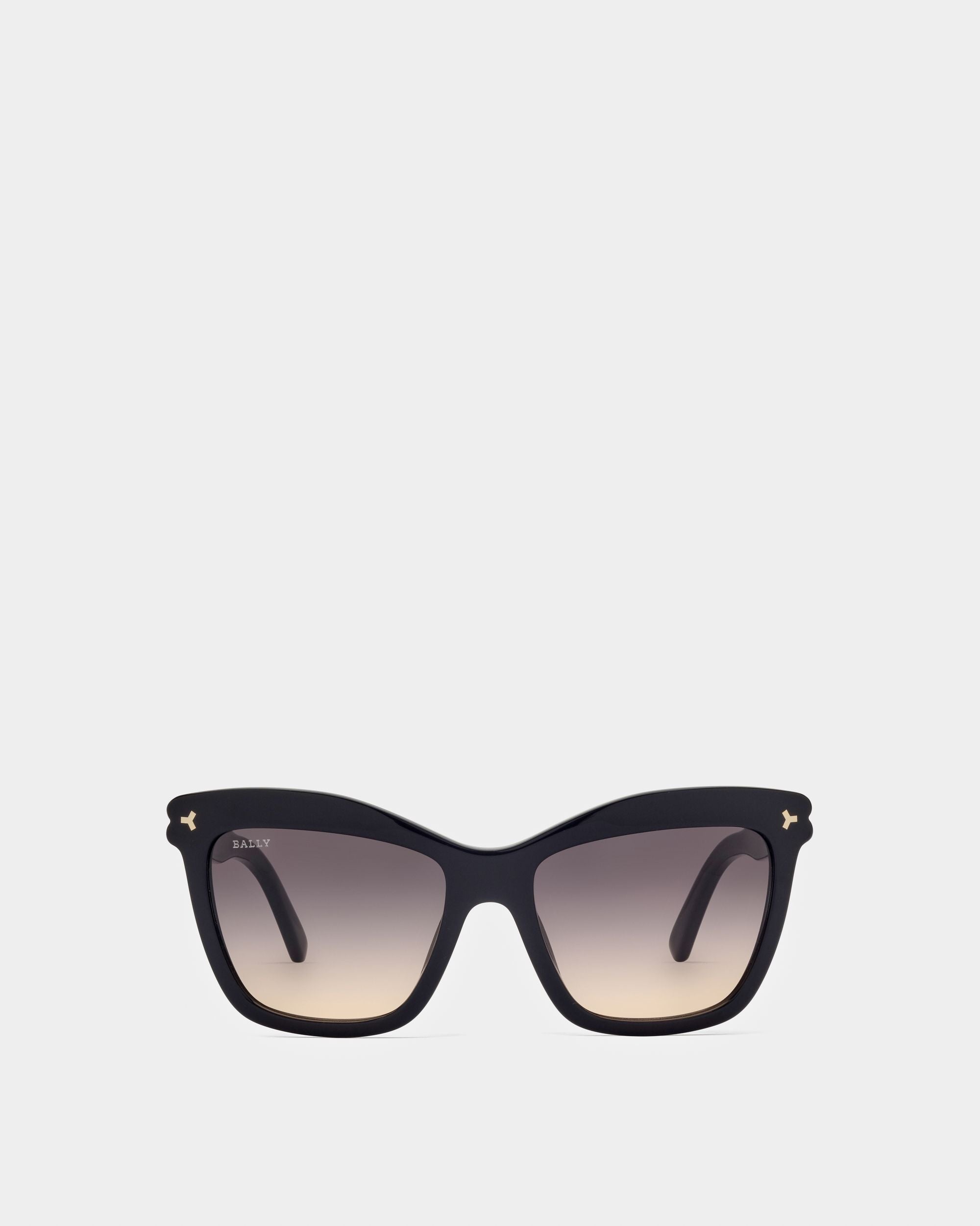 Babette Lunettes De Soleil En Acétate Noir Brillant Et Verres Jaunes Fumés Dégradés - Femme - Bally - 01