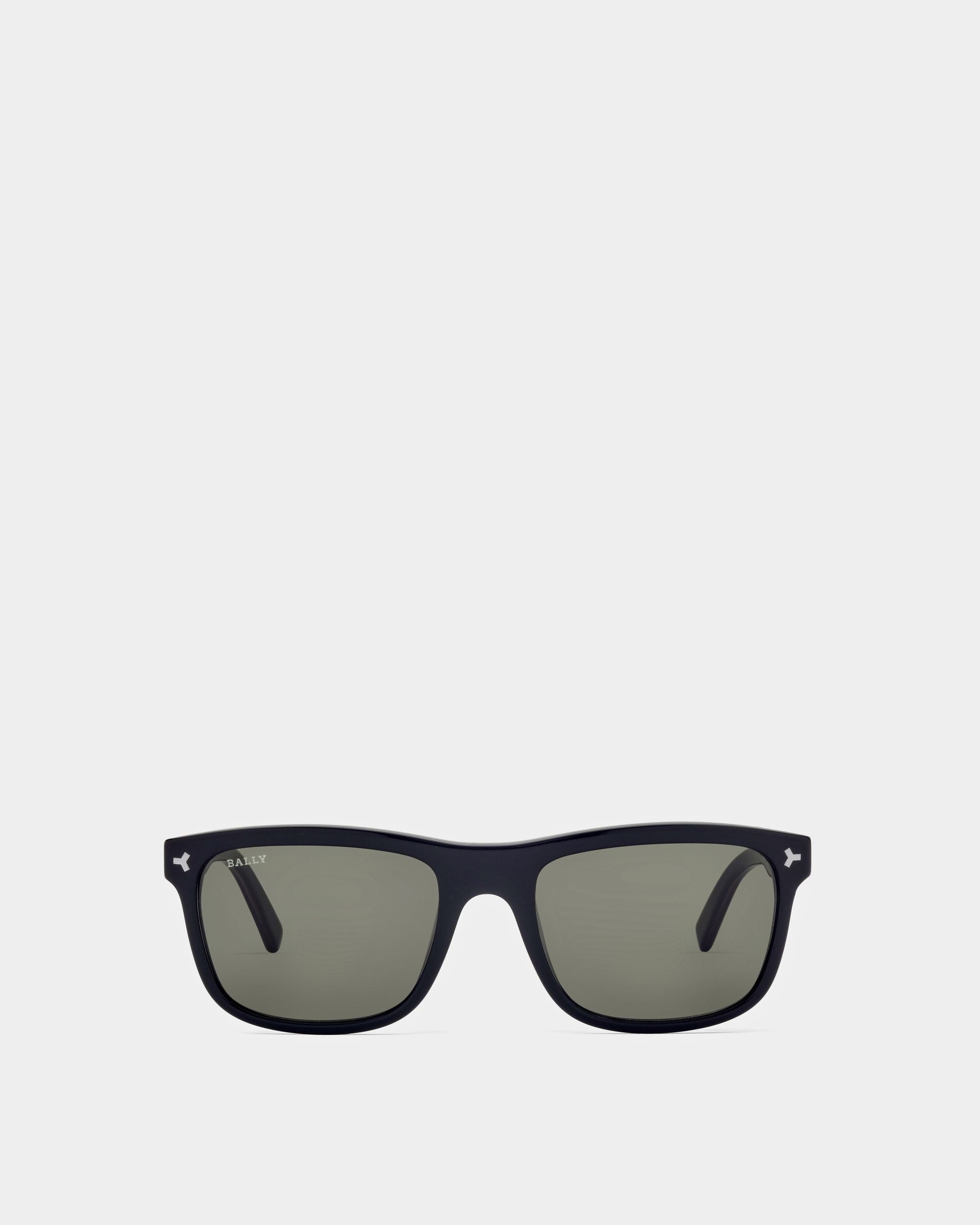 Lunettes De Soleil Felix En Acétate Noir Brillant Et Verres Verts - Homme - Bally - 01