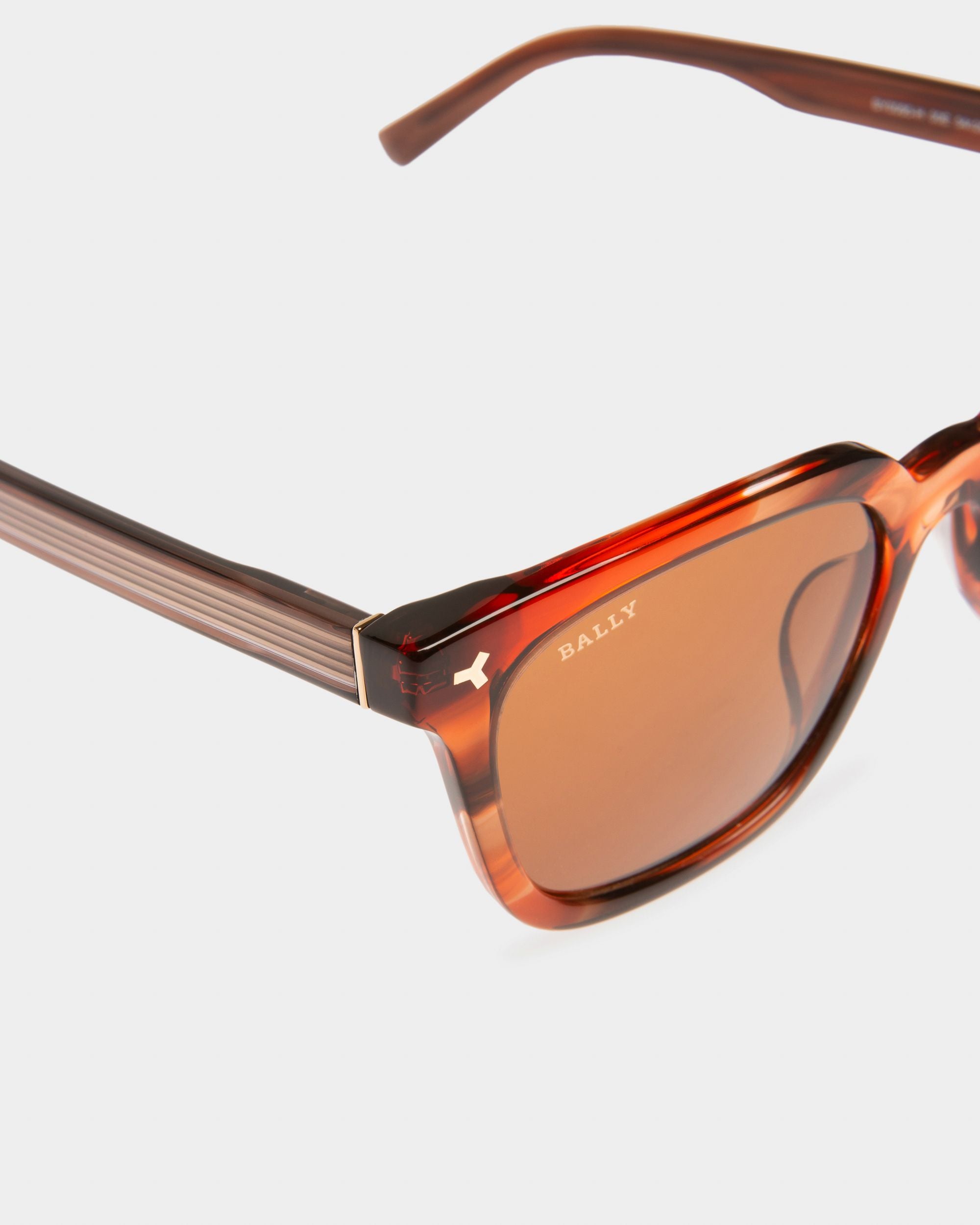 Lunettes De Soleil Eben Motif Écailles De Tortue Marron Et Verres Marron - Homme - Bally - 02