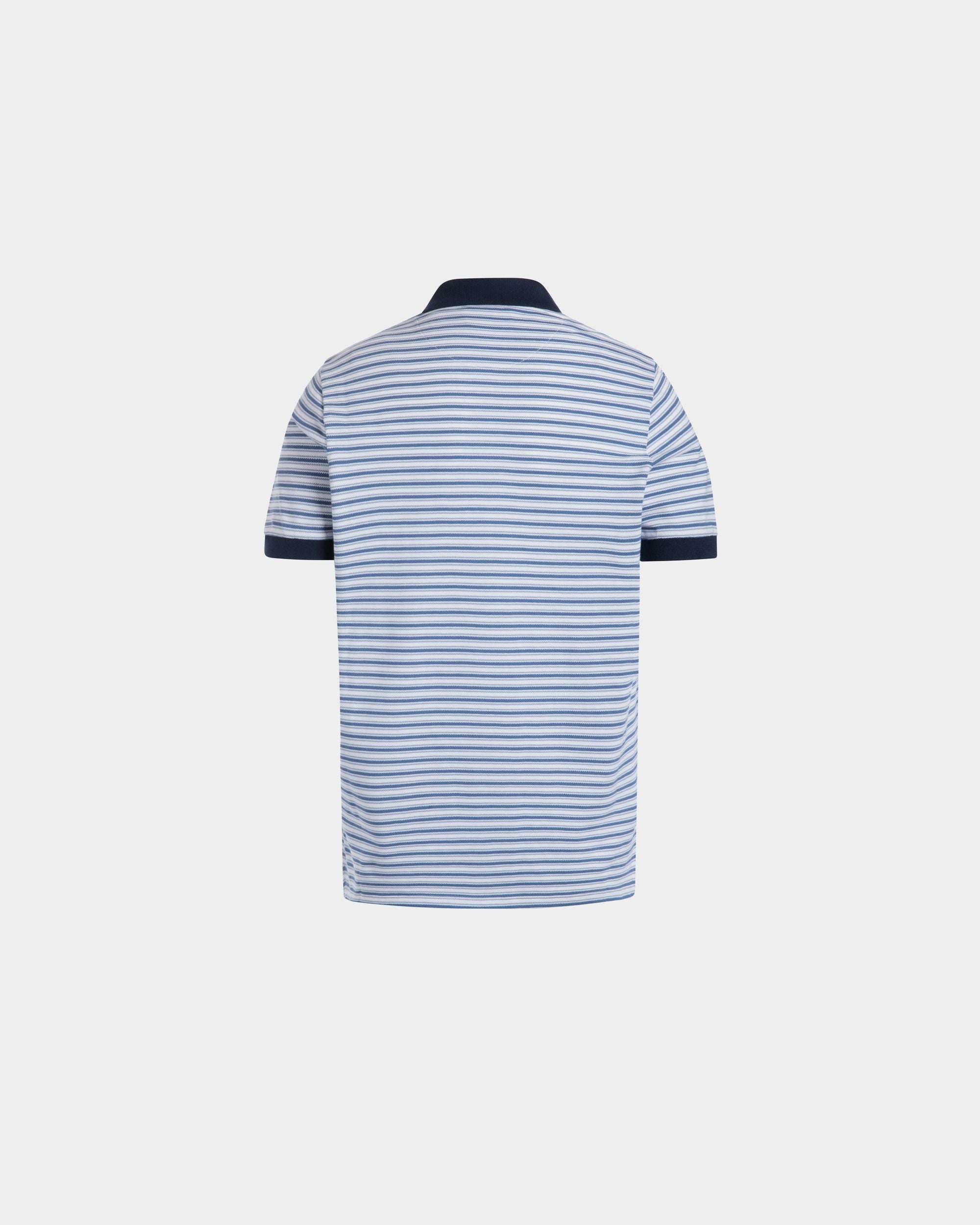 Polo Shirt in Blue Striped Piqué-Knit Cotton - Men's - Bally - 03