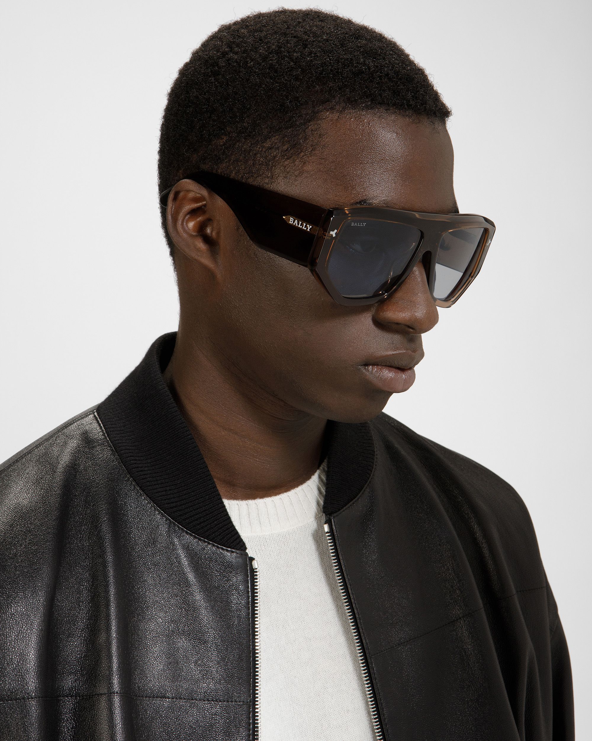 Meg Geometrische Vollrand-Sonnenbrille Aus Kunststoff In Glänzendem Beige - Other - Bally - 02