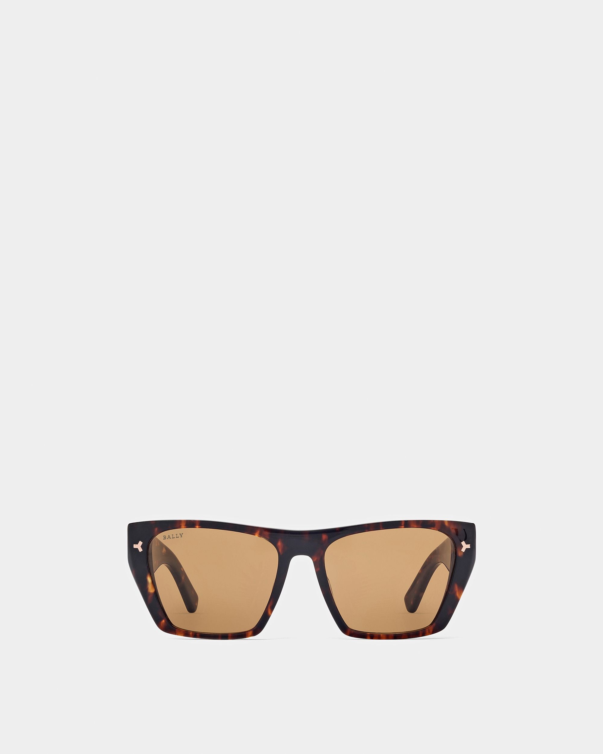 Ashley Geometric Full Rim Sunglasses In Dark Havana Brown - Women's - Bally - 01