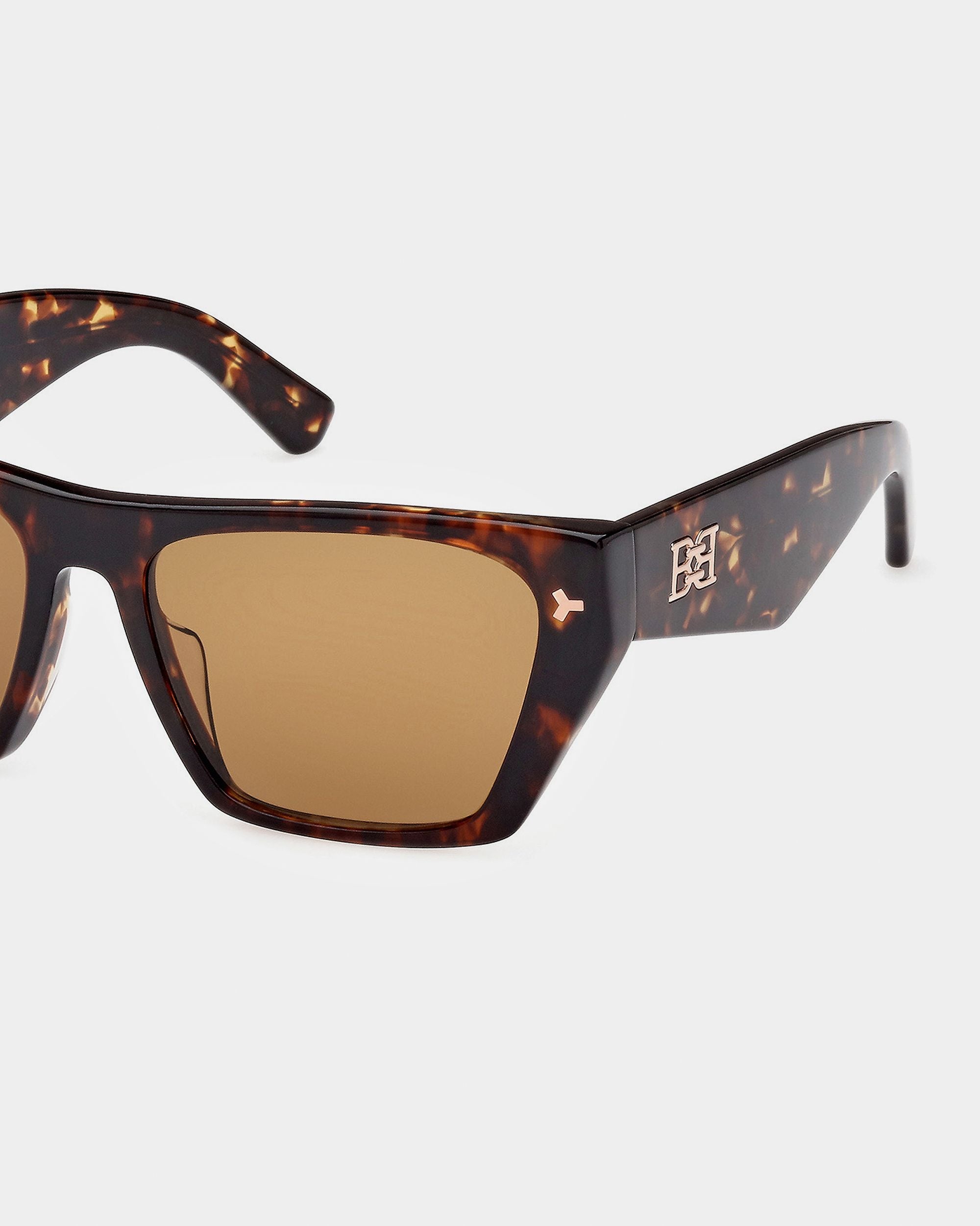 Ashley Geometric Full Rim Sunglasses In Dark Havana Brown - Women's - Bally - 03