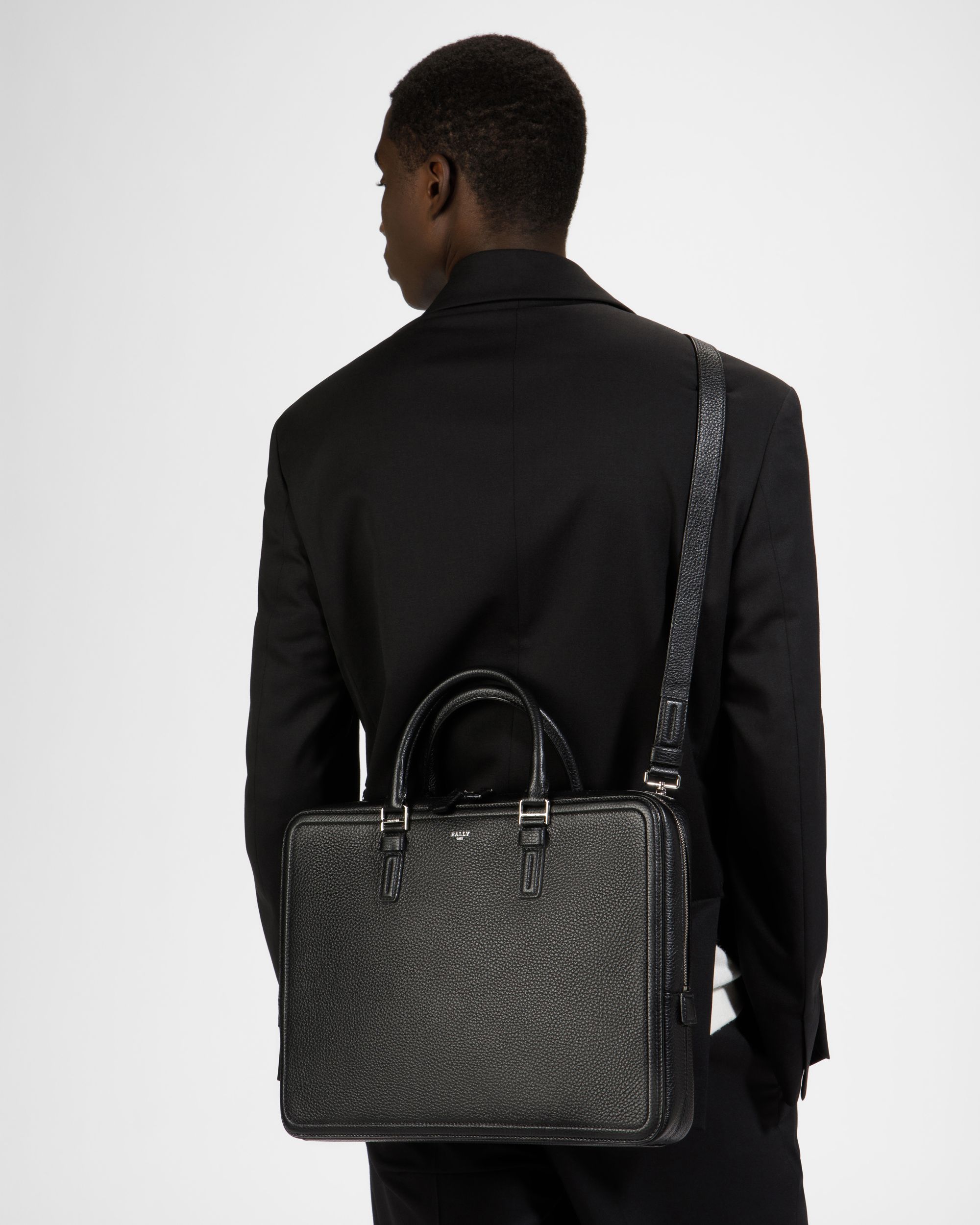Sergy Leather Business Bag In Black - Men's - Bally - 03