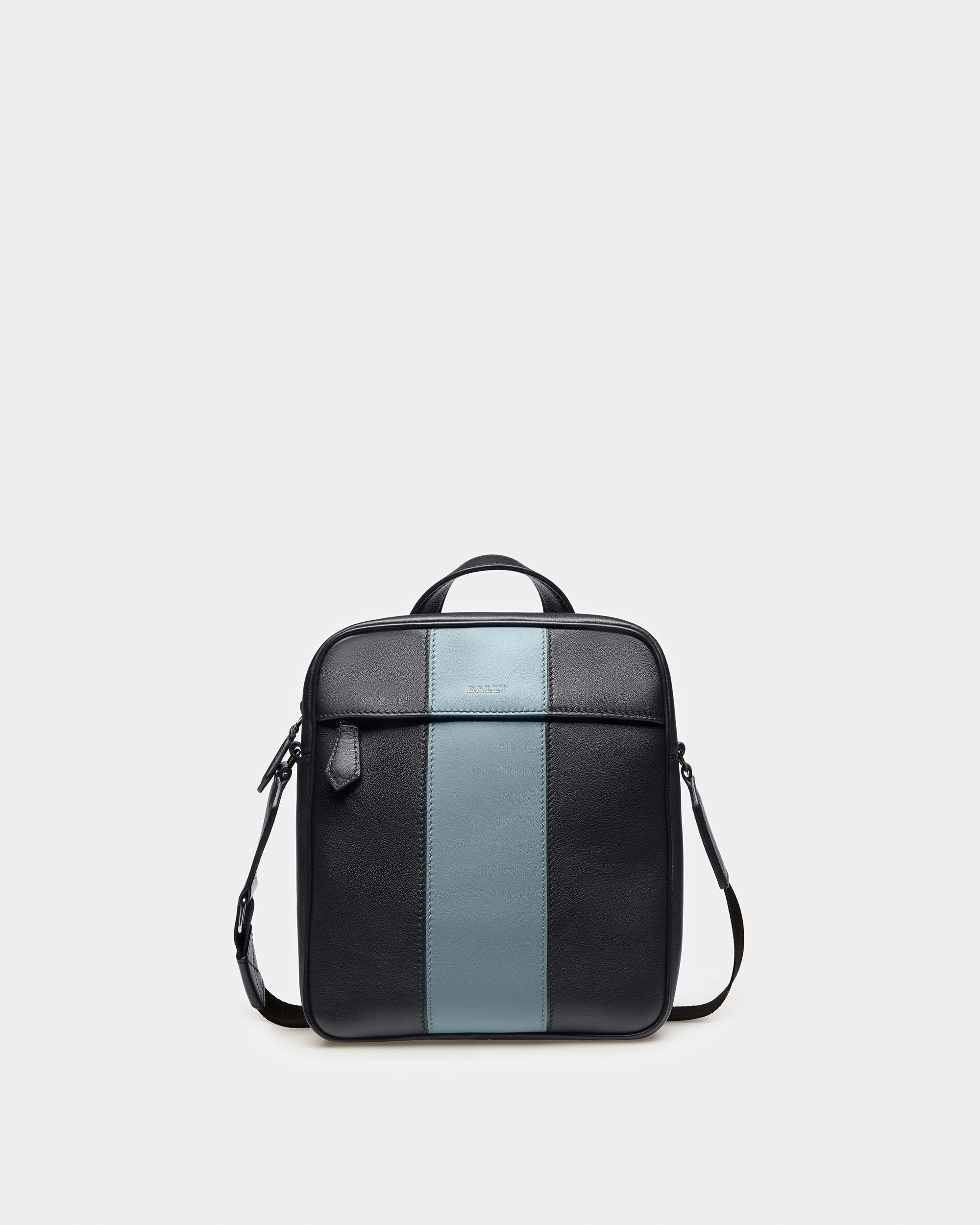 Holmis Sac À Bandoulière En Cuir Bleu Nuit Et Bleu Clair - Homme - Bally - 01