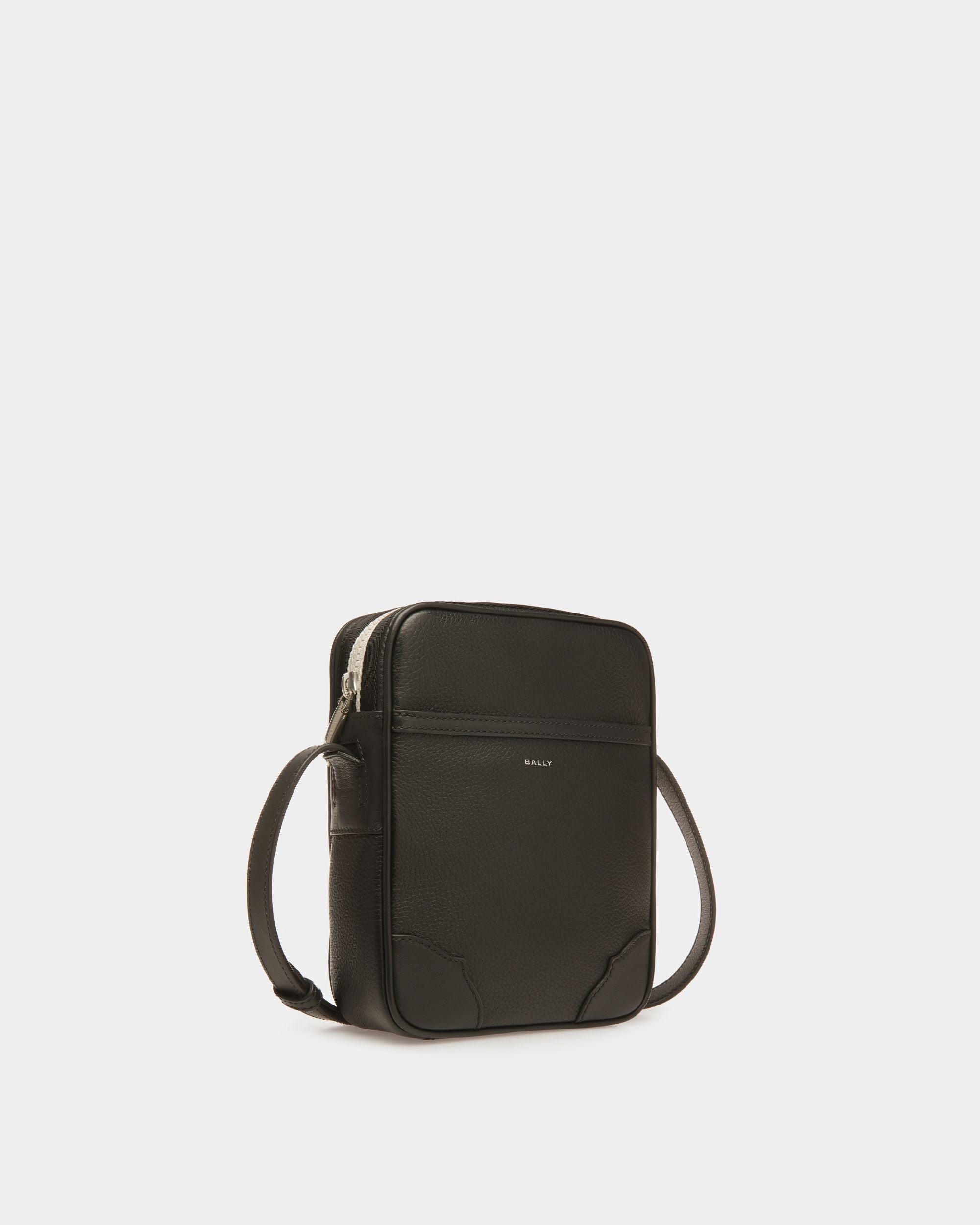 Ribbon Crossbody Bag In Black Leather - Men's - Bally - 03
