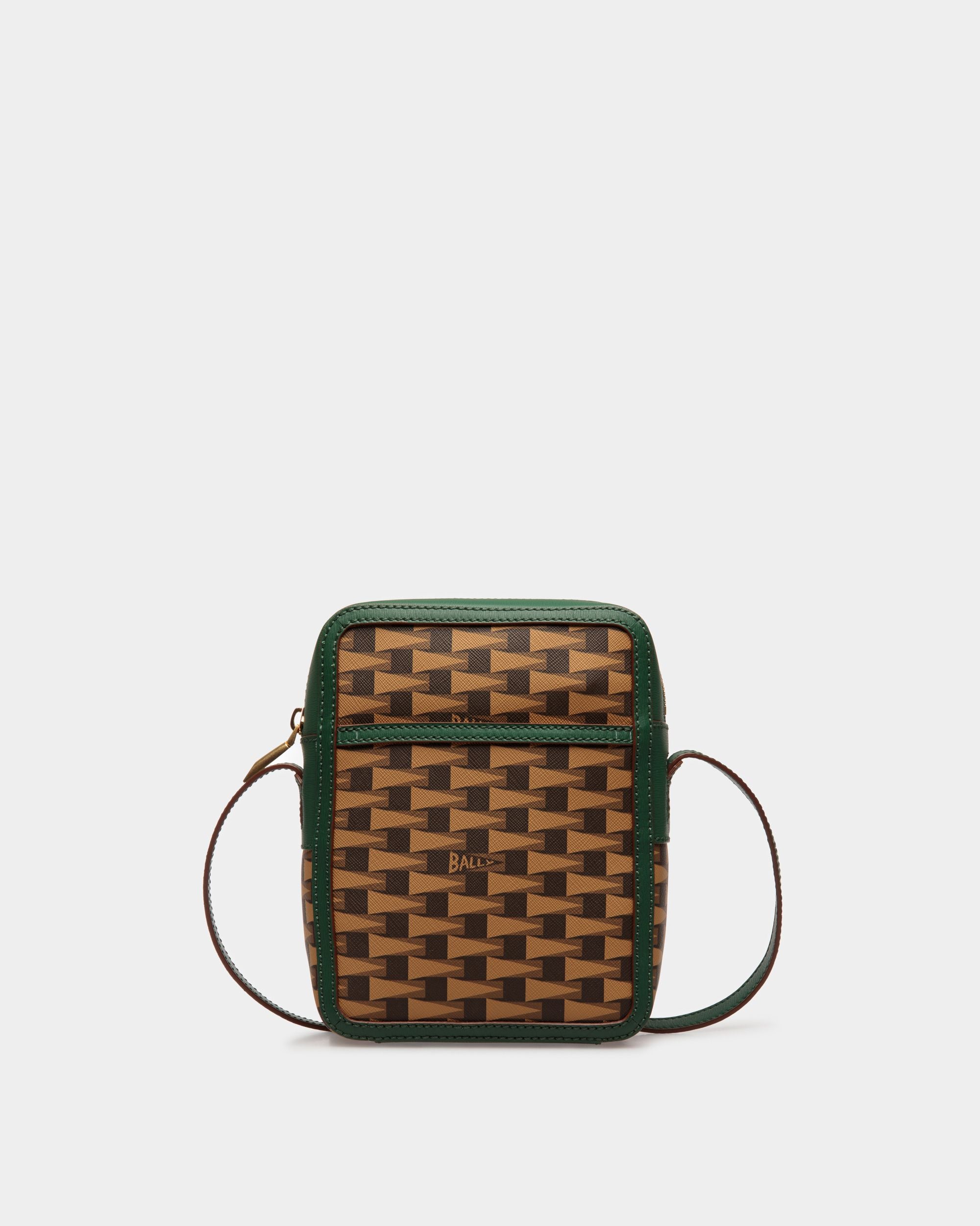 Sac À Bandoulière Pennant En TPU Marron Et Cuir Vert - Homme - Bally - 01
