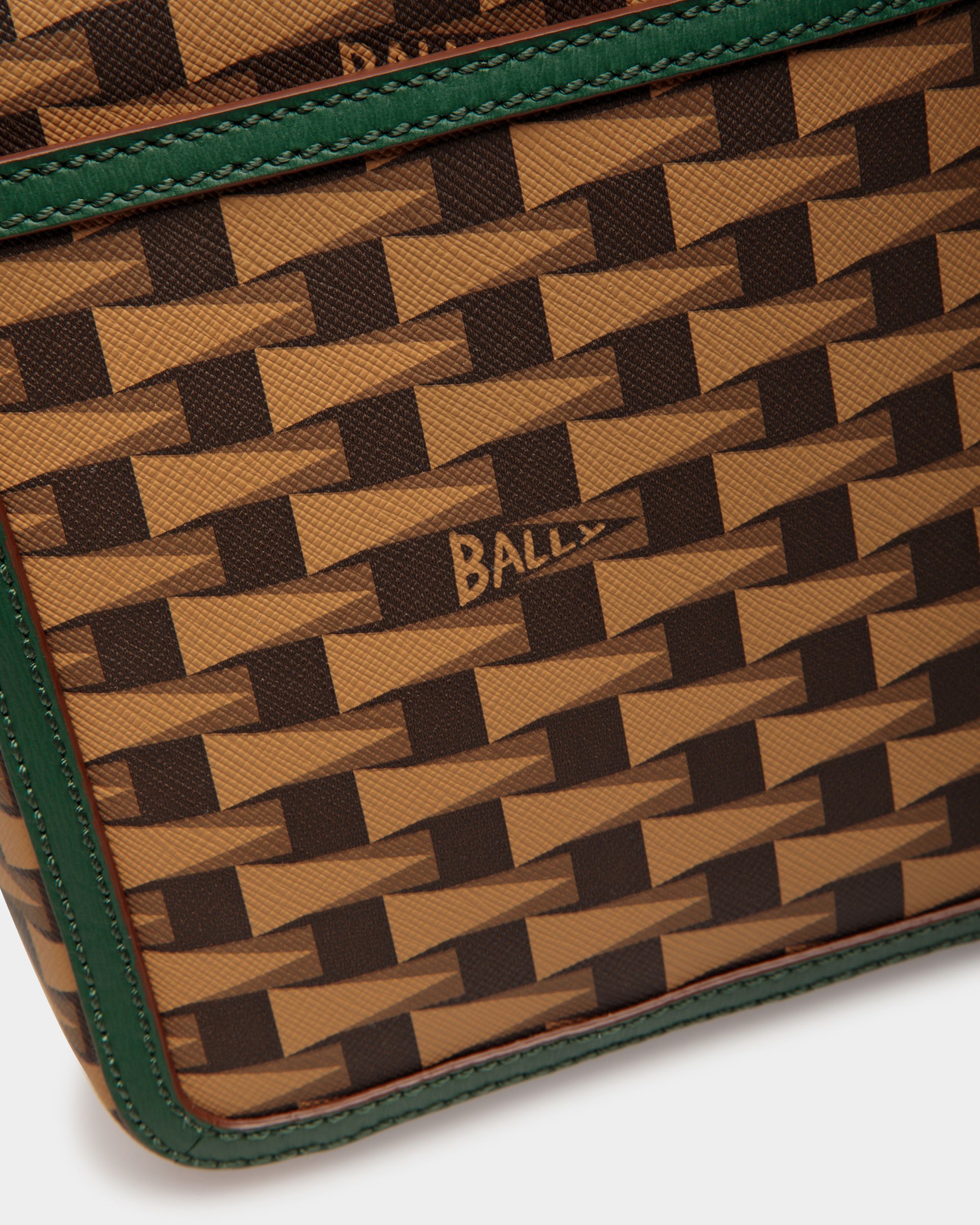 Sac À Bandoulière Pennant En TPU Marron Et Cuir Vert - Homme - Bally - 05