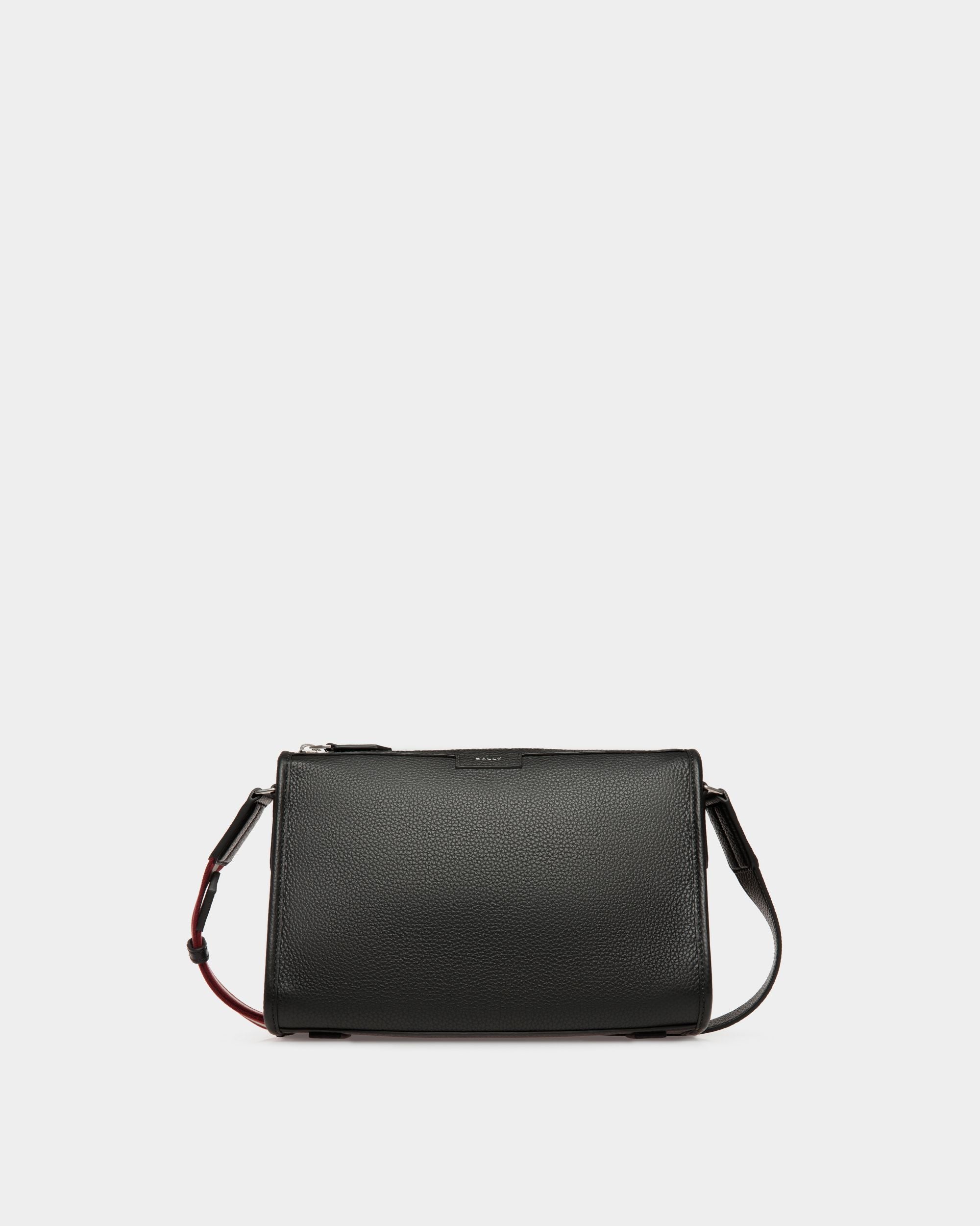 Bolso Messenger Code Pequeno De Piel Granulada Color Negro Hombre Bally