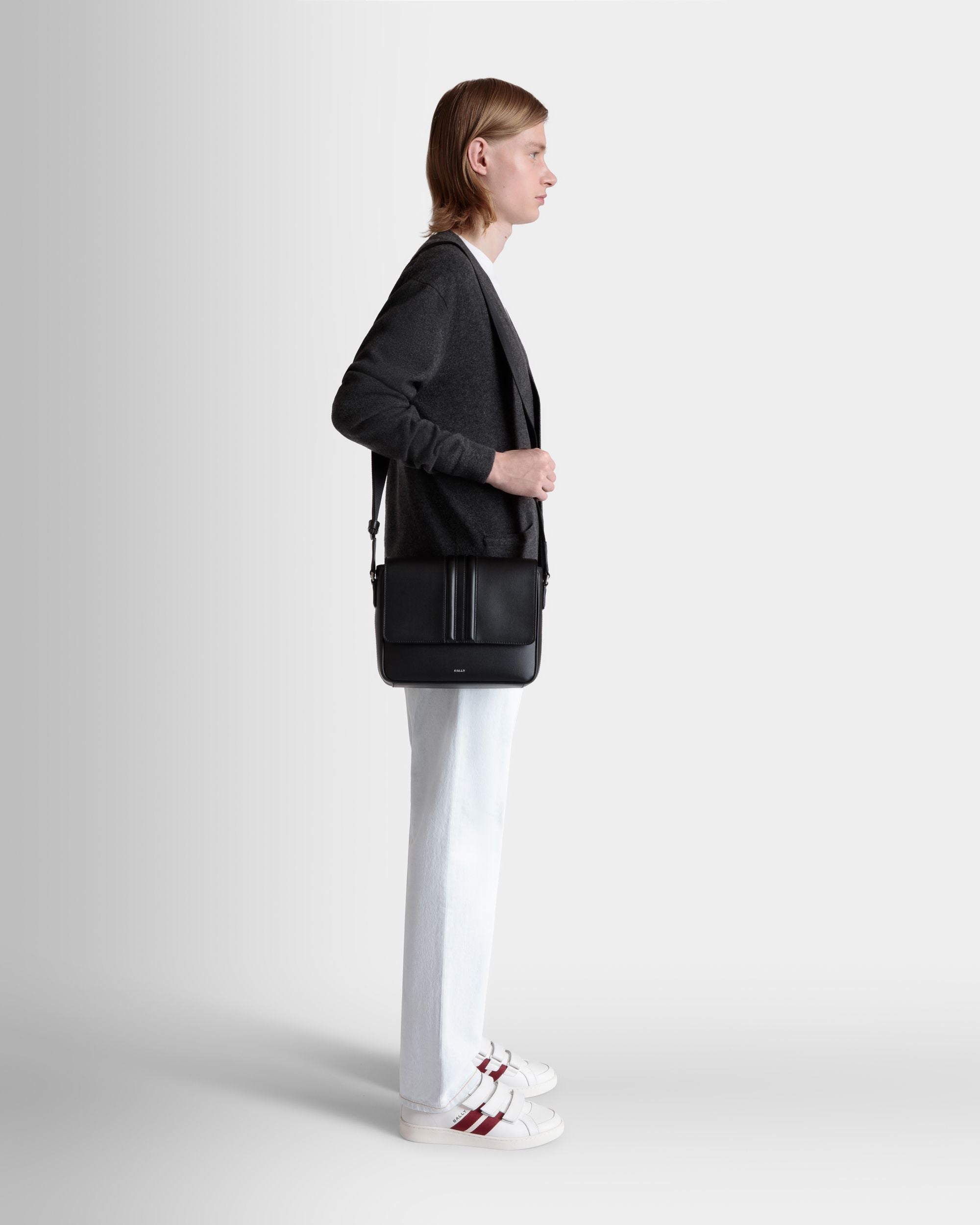 Sac À Bandoulière Mythos En Cuir Recyclé Noir - Homme - Bally - 02