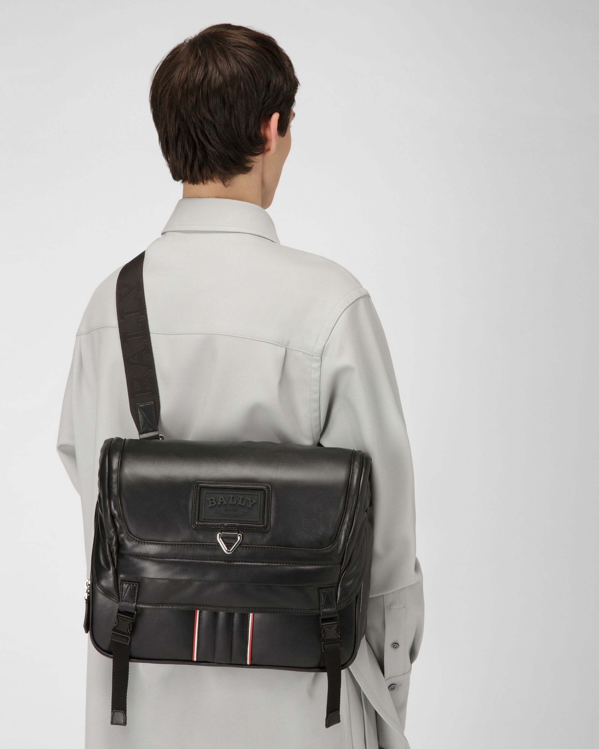 Adil Sac Messager En Cuir Noir - Homme - Bally - 02