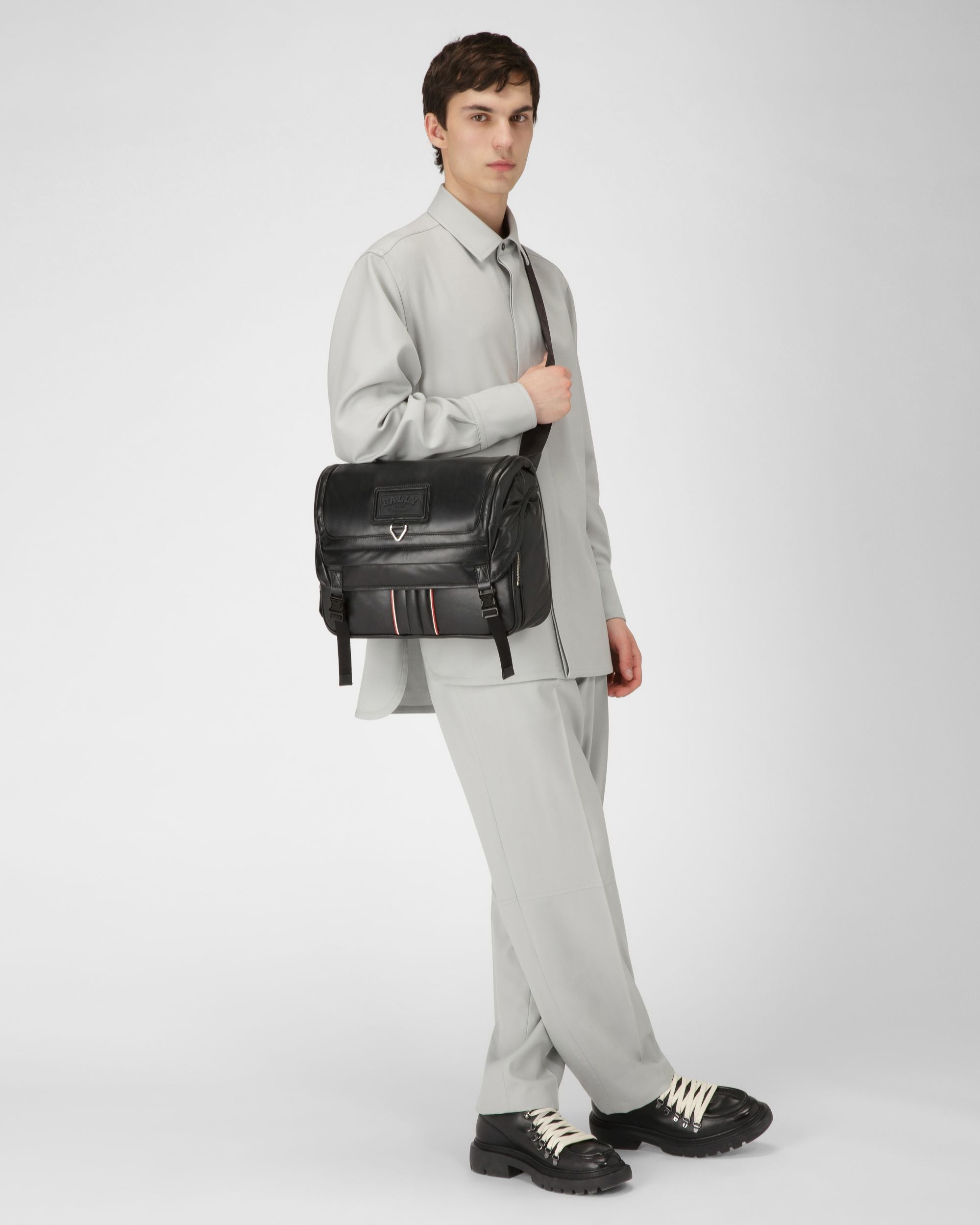 Adil Sac Messager En Cuir Noir - Homme - Bally - 06