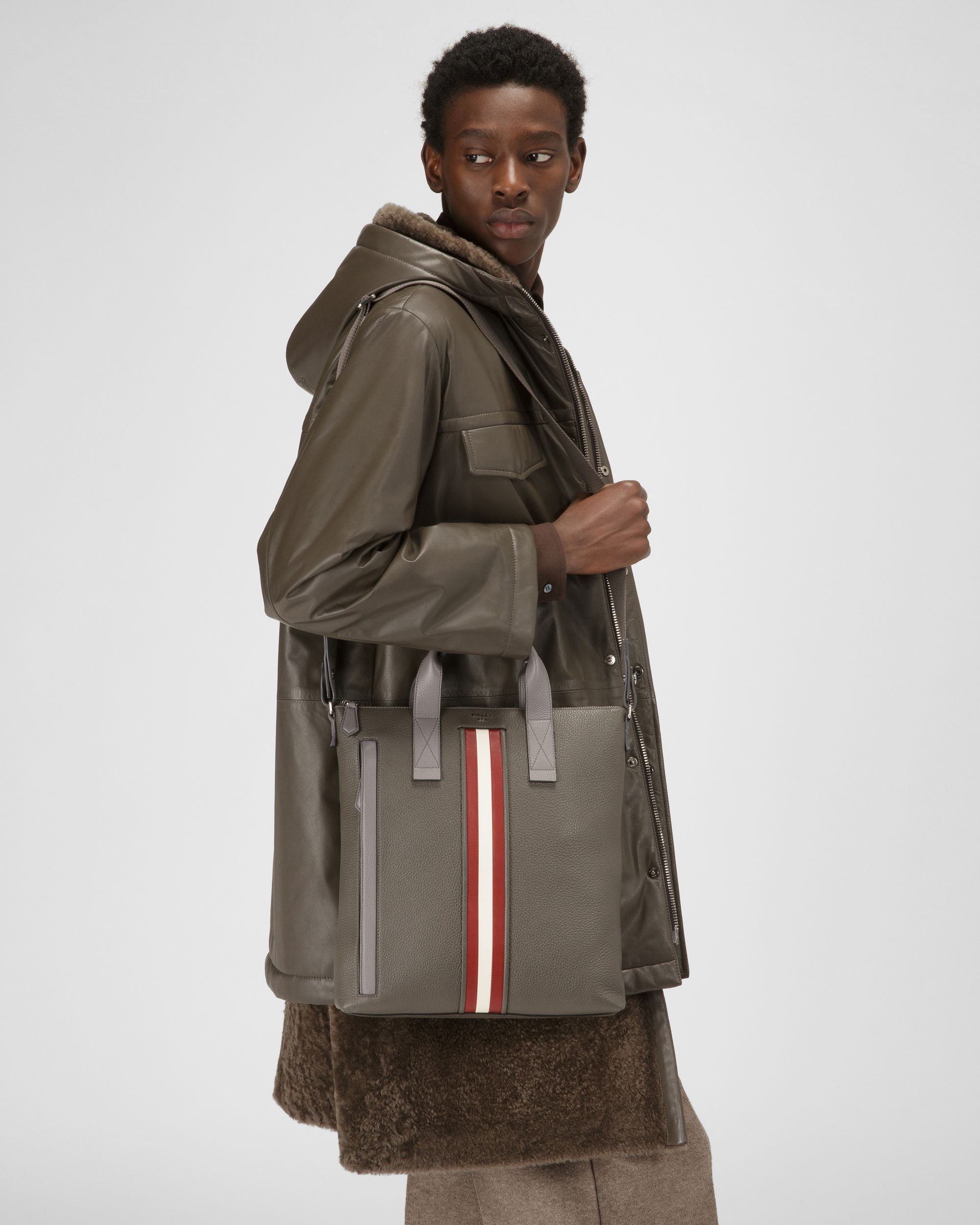 Higgins Cabas En Cuir Vert Militaire - Homme - Bally - 03