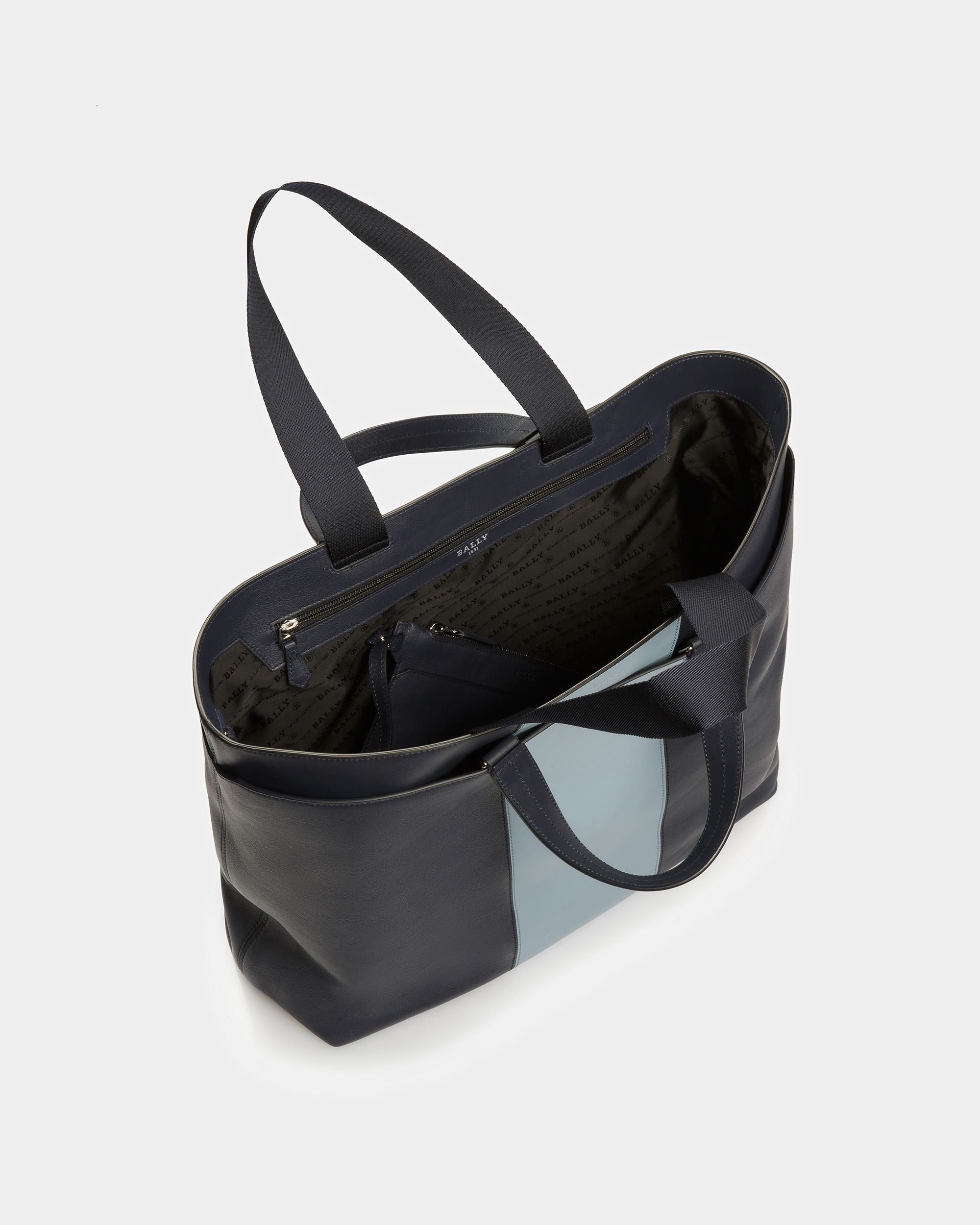 Havid Tragetasche Aus Leder In Mitternachtsblau Und Hellblau - Herren - Bally - 04