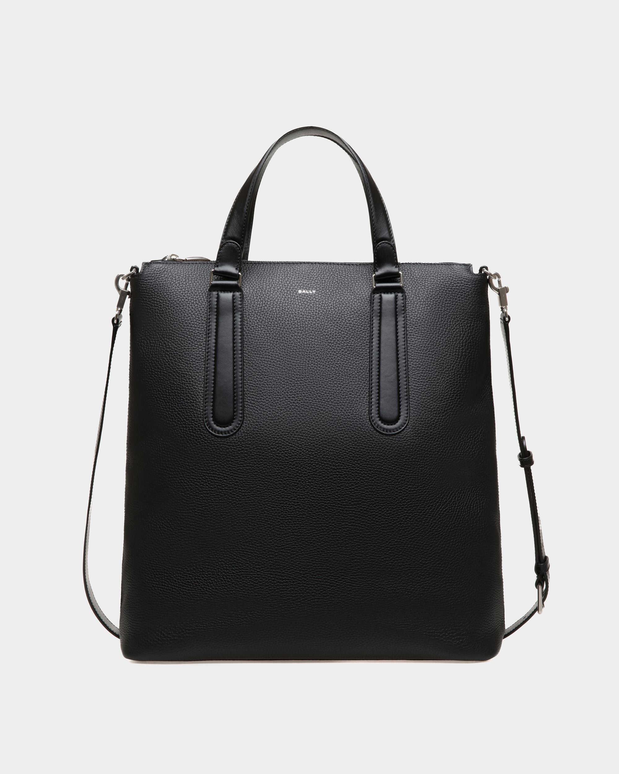 Sac Cabas Spin En Cuir Grainé Noir - Homme - Bally - 01