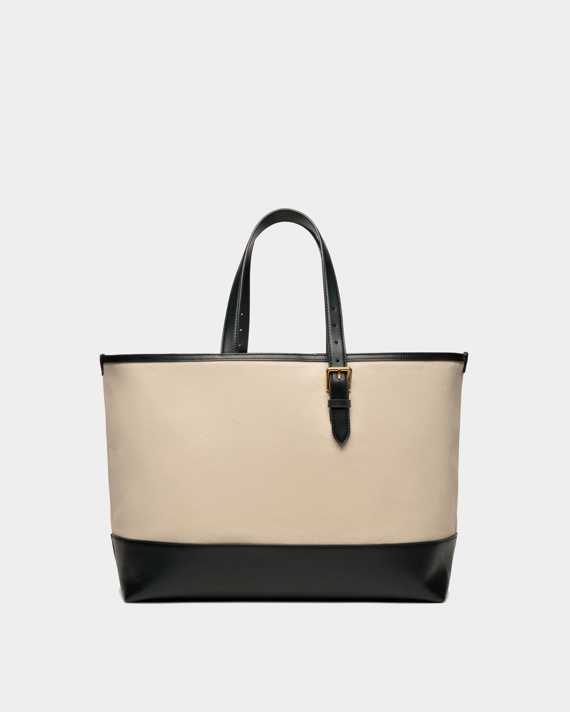 Sac Cabas Summer Capsule En Toile Et Cuir Naturel Et Navy Blue - Homme - Bally - 02