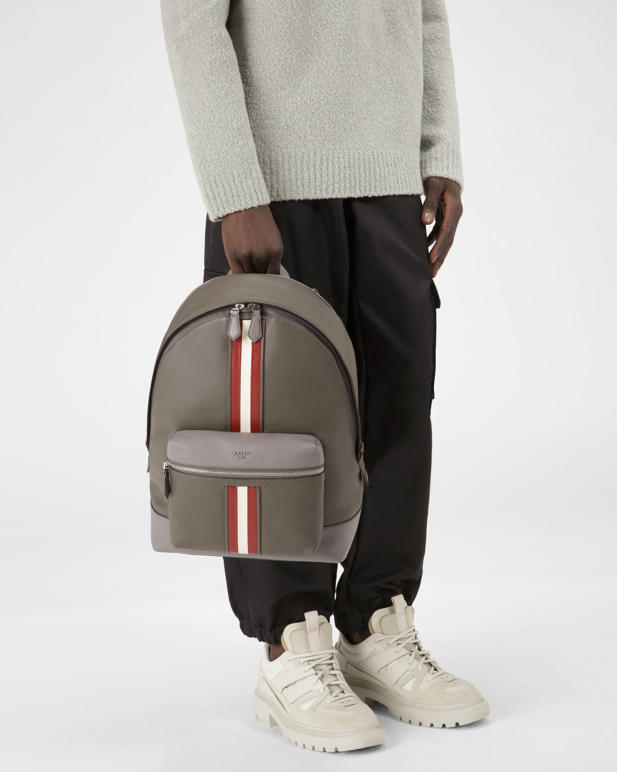 Harper Sac À Dos En Cuir Vert Militaire - Homme - Bally - 02