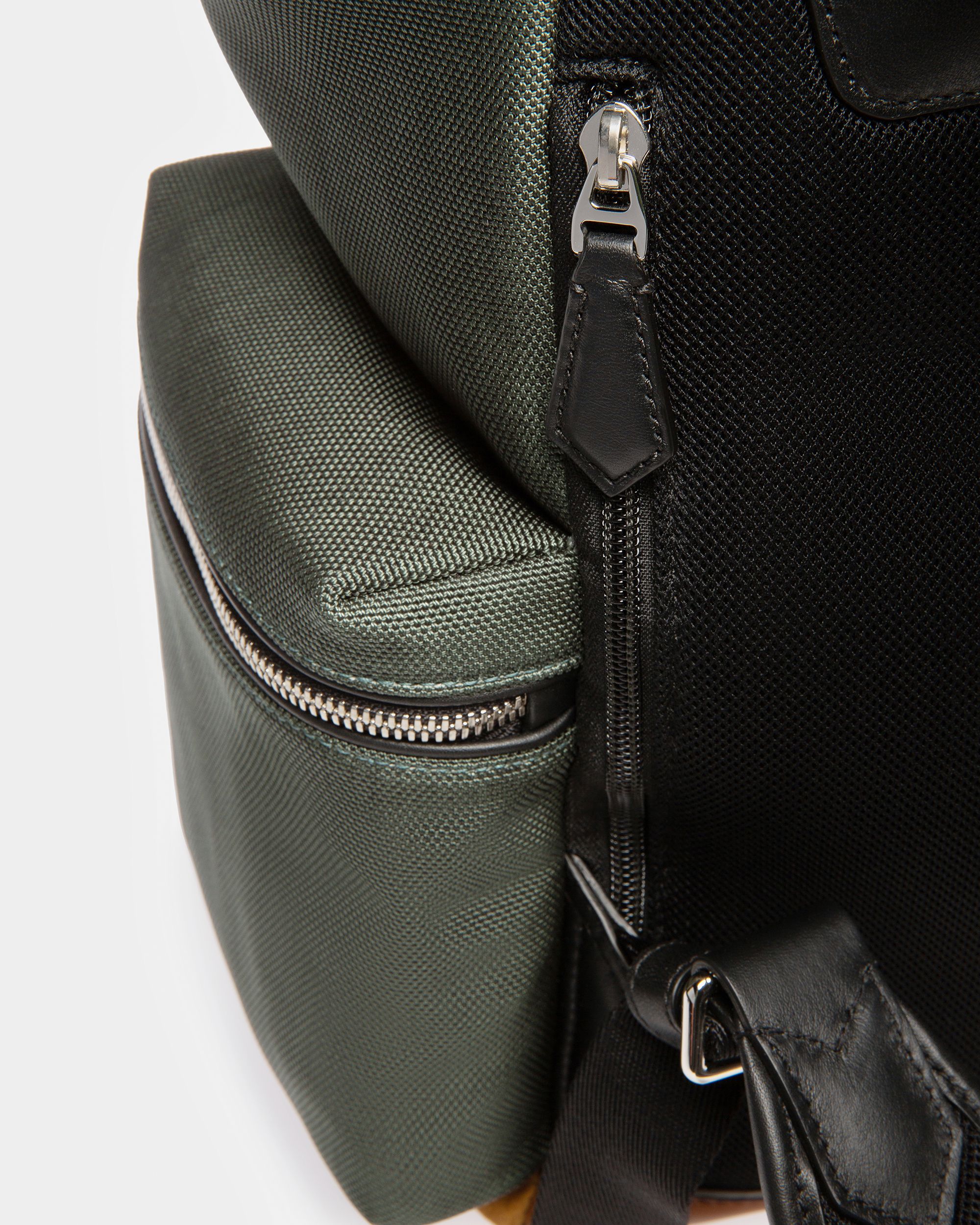 Cliford Small Leather And Nylon Backpack In Sage - Men's - Bally - 07