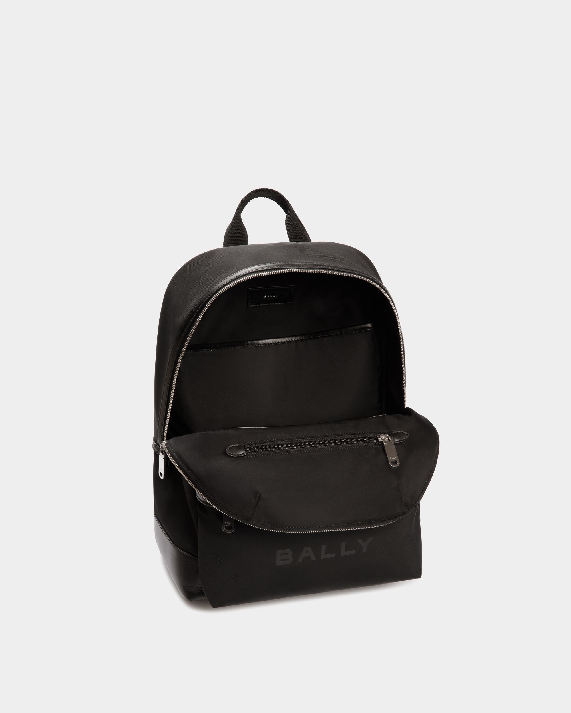 Sac À Dos Bar En Nylon Et Cuir Noirs - Homme - Bally - 04
