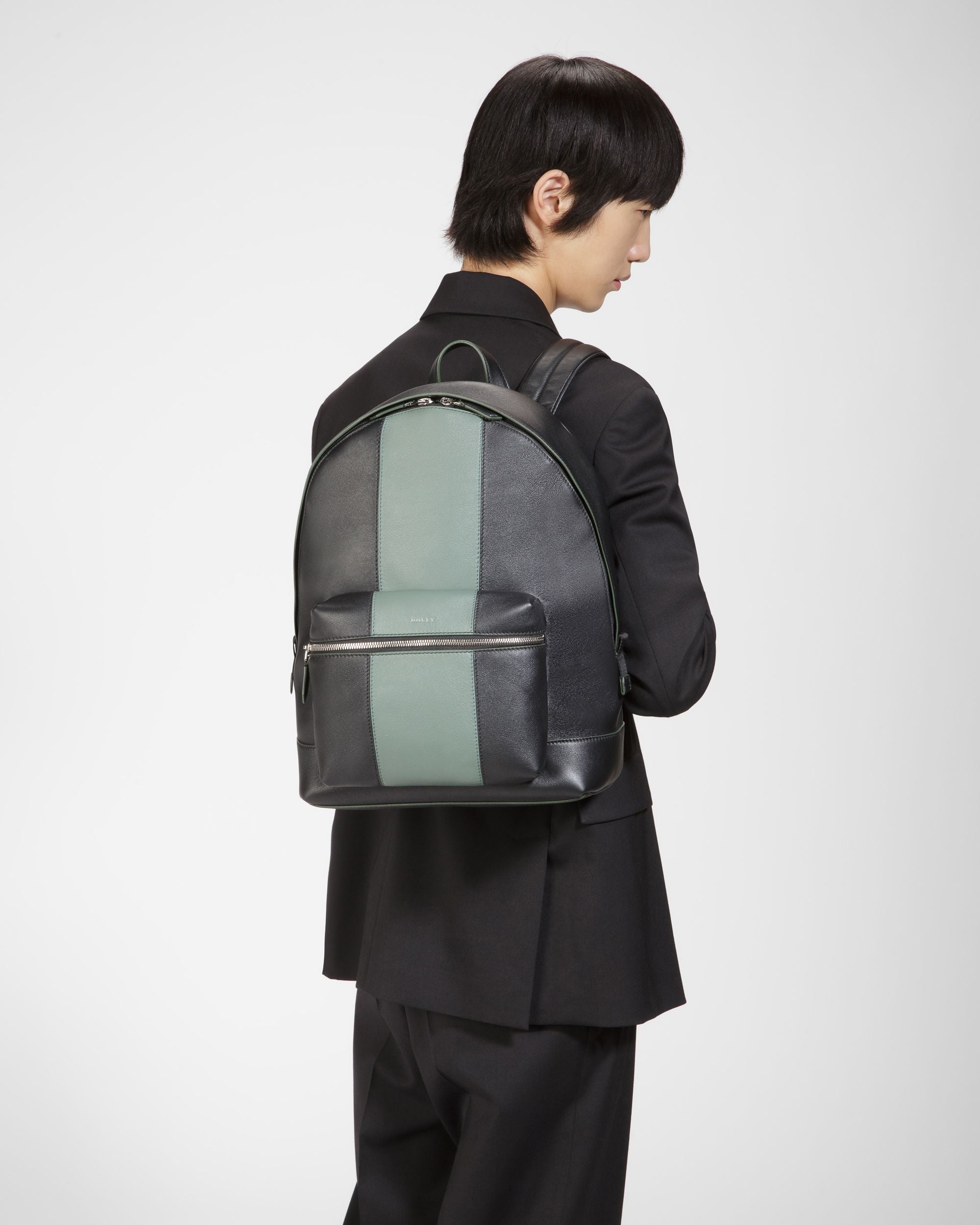 Harper Sac À Dos En Cuir Noir Et Vert - Homme - Bally - 03