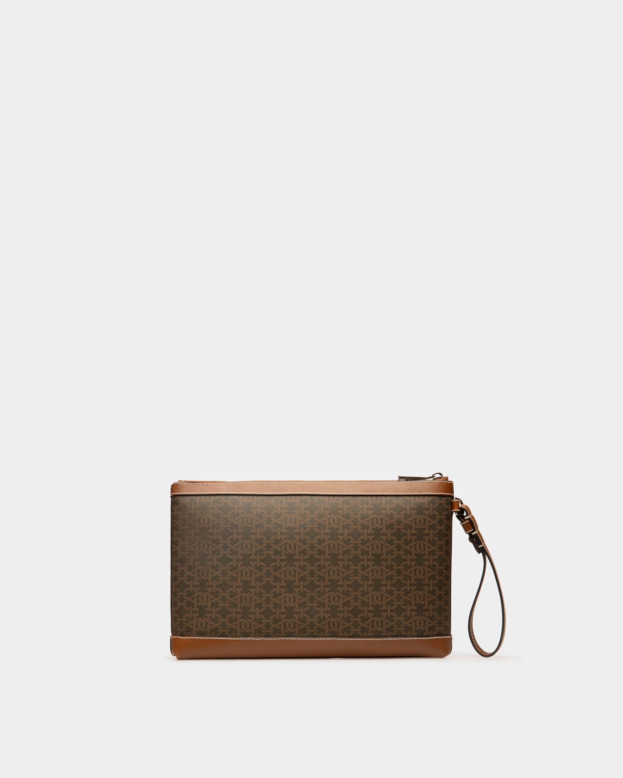 Bolso Pouch Cliff Con Monograma Estampado Color Marrón - Hombre - Bally - 02
