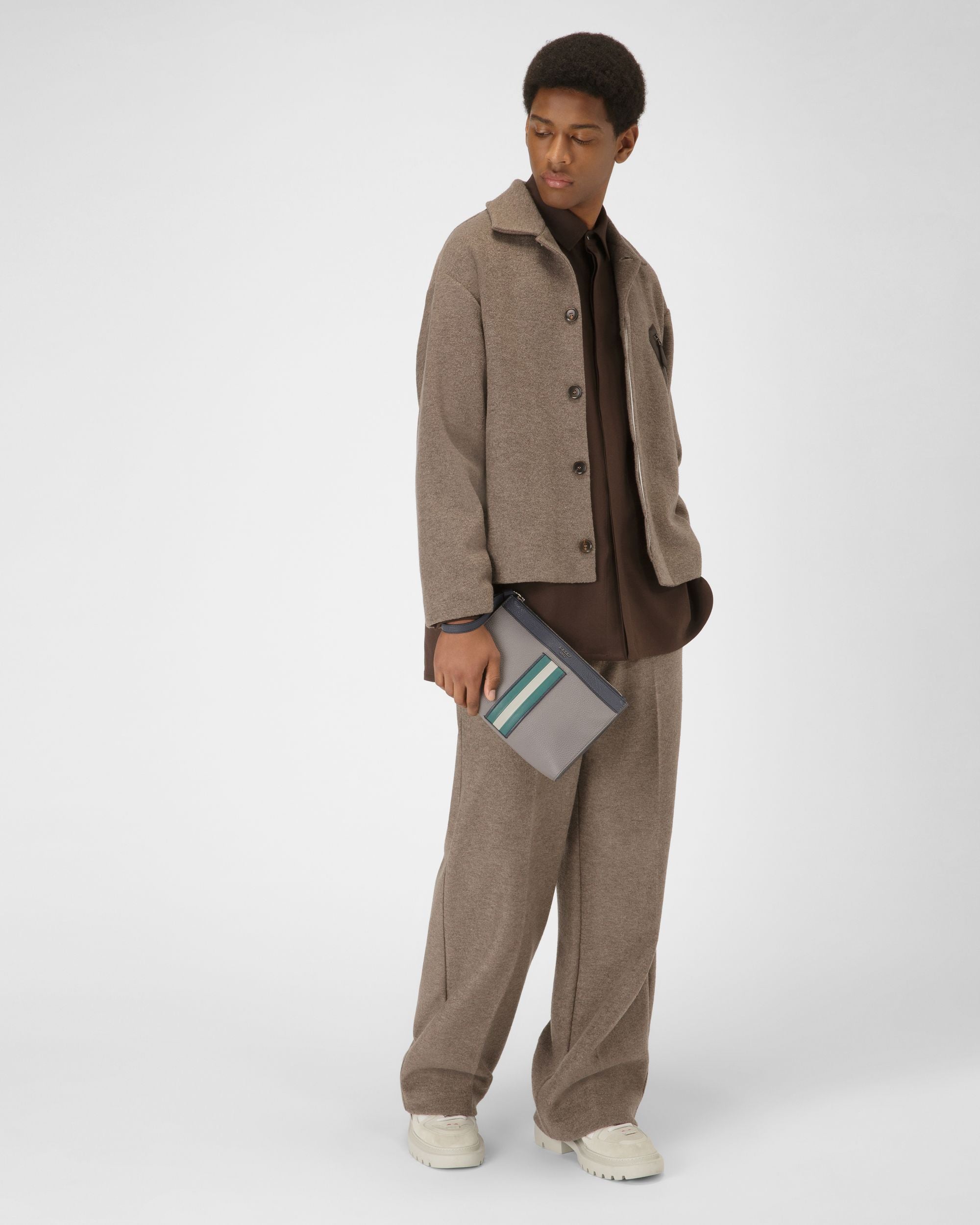 Haig Bolso De Mano En Piel De Color Gris - Hombre - Bally - 06