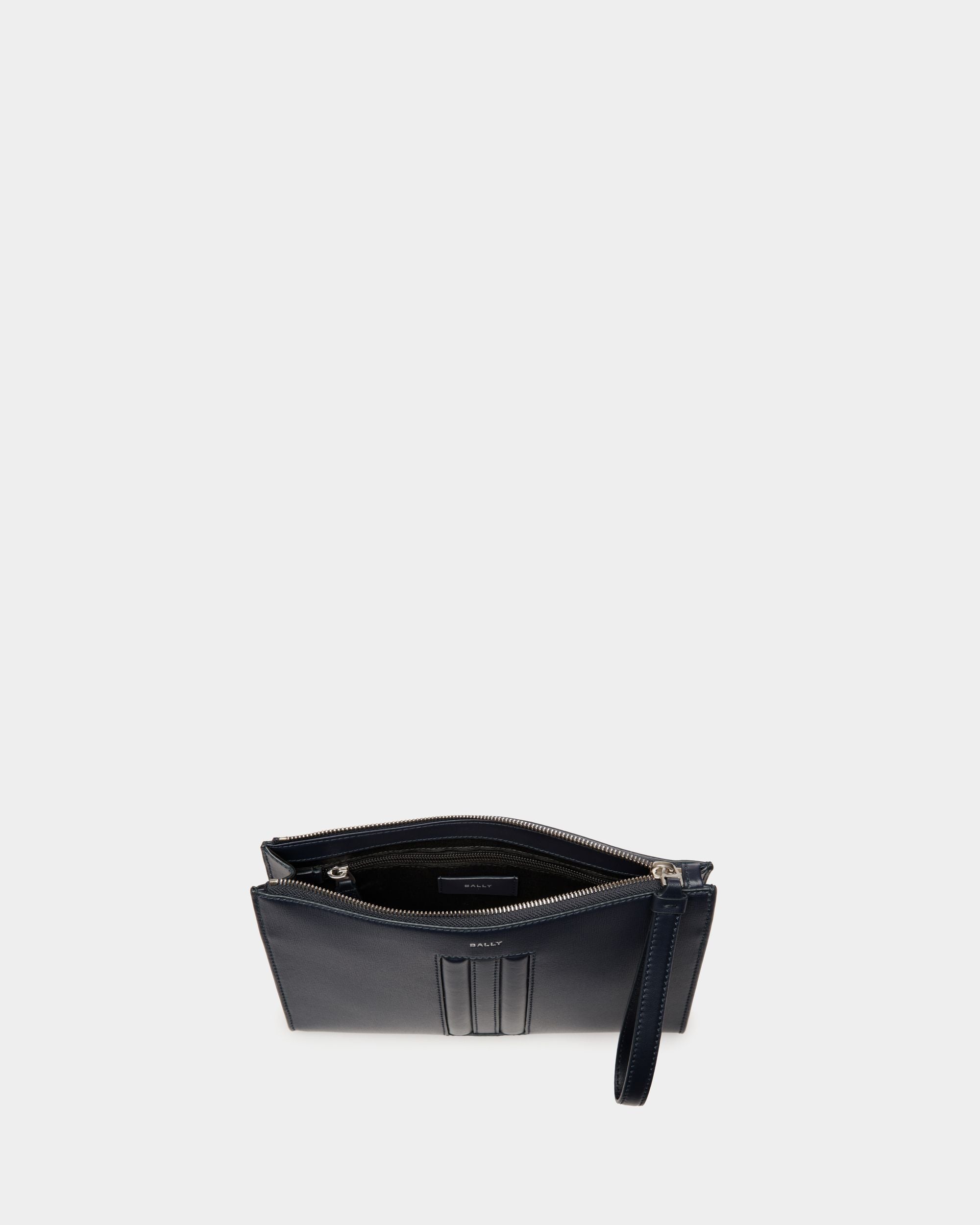 Pochette Mythos En Cuir Recyclé Navy Blue - Homme - Bally - 04