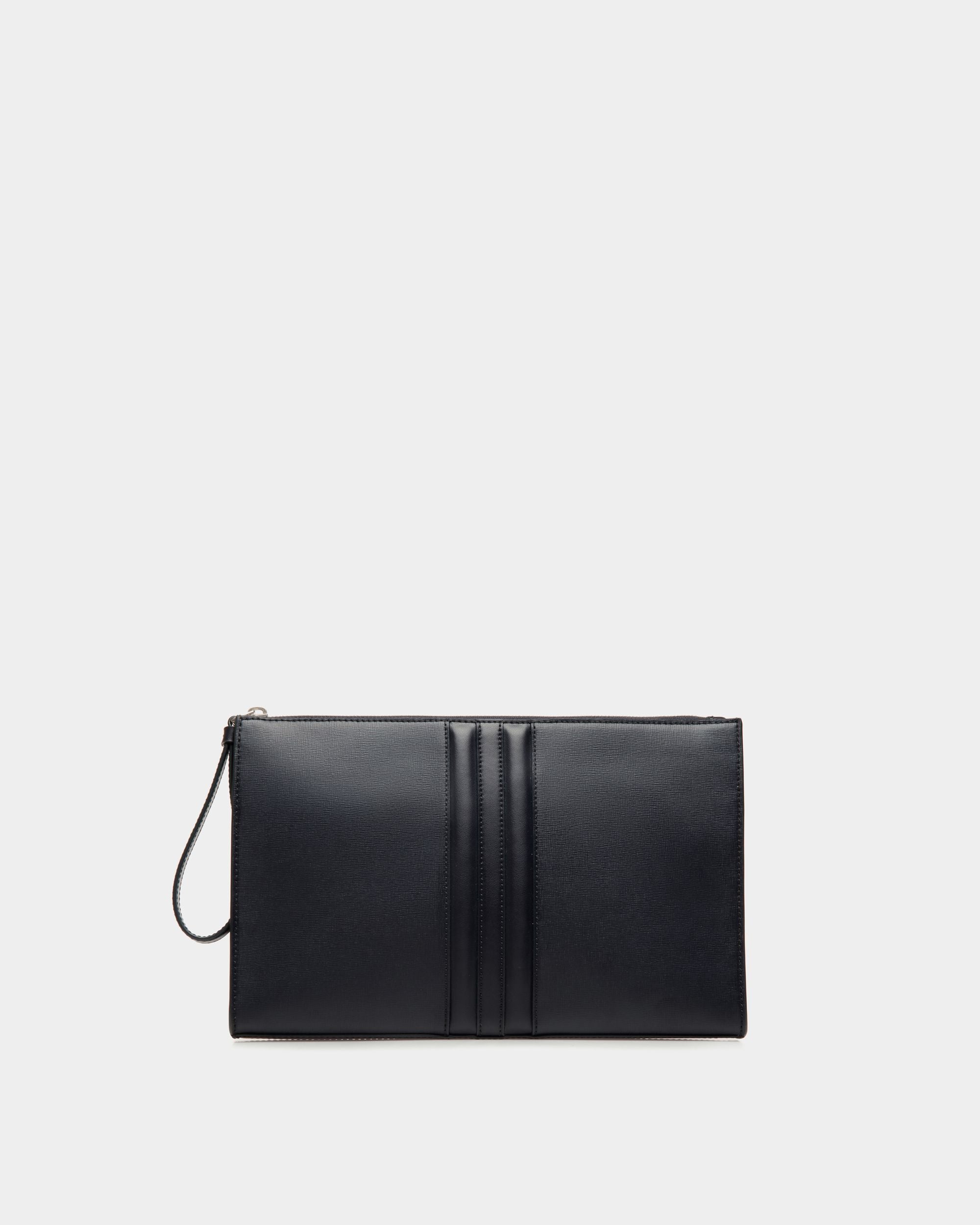 Mythos Pouch in Navy Blue Recycled Leather - Homme - Bally - 01