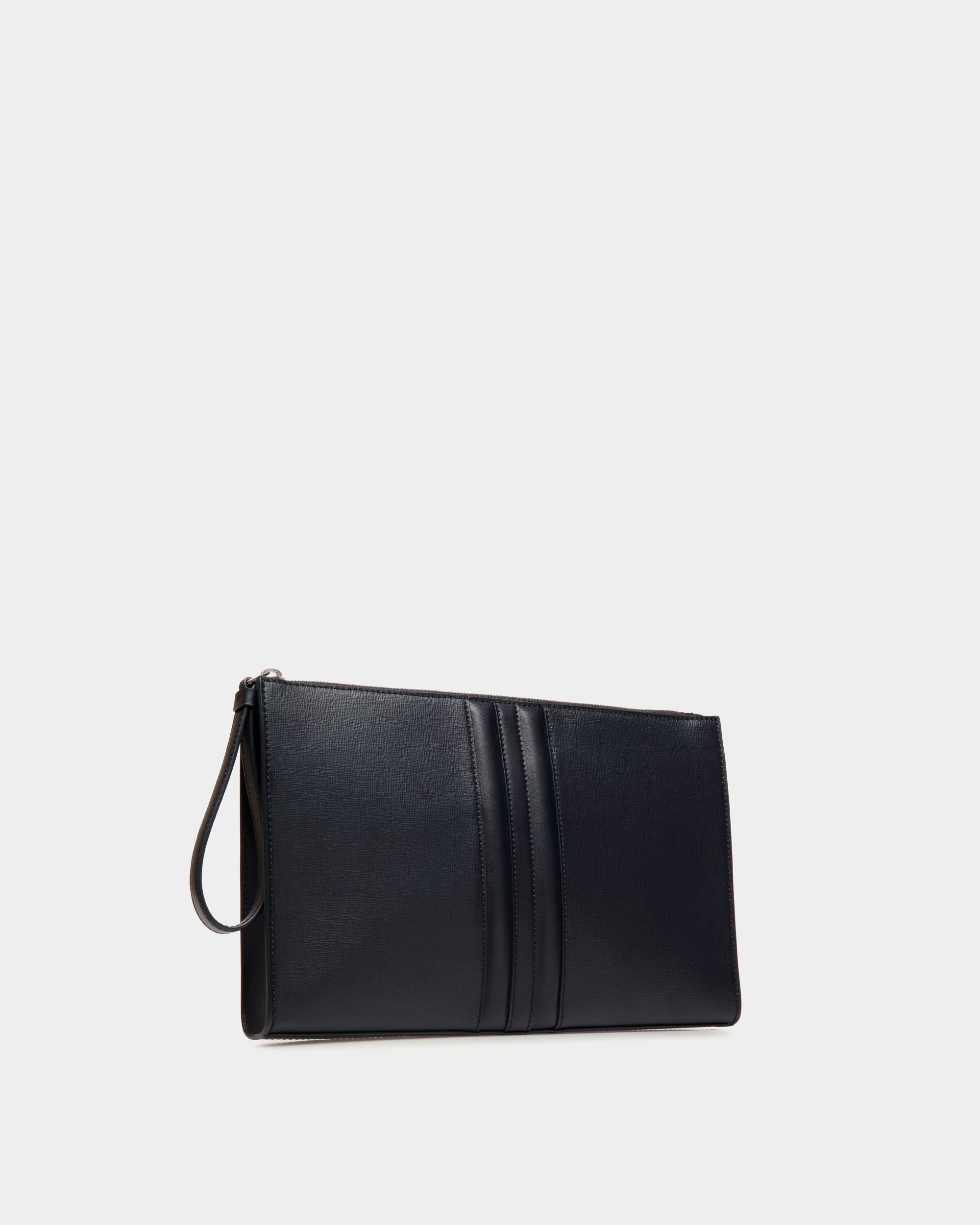 Mythos Pouch in Navy Blue Recycled Leather - Homme - Bally - 03
