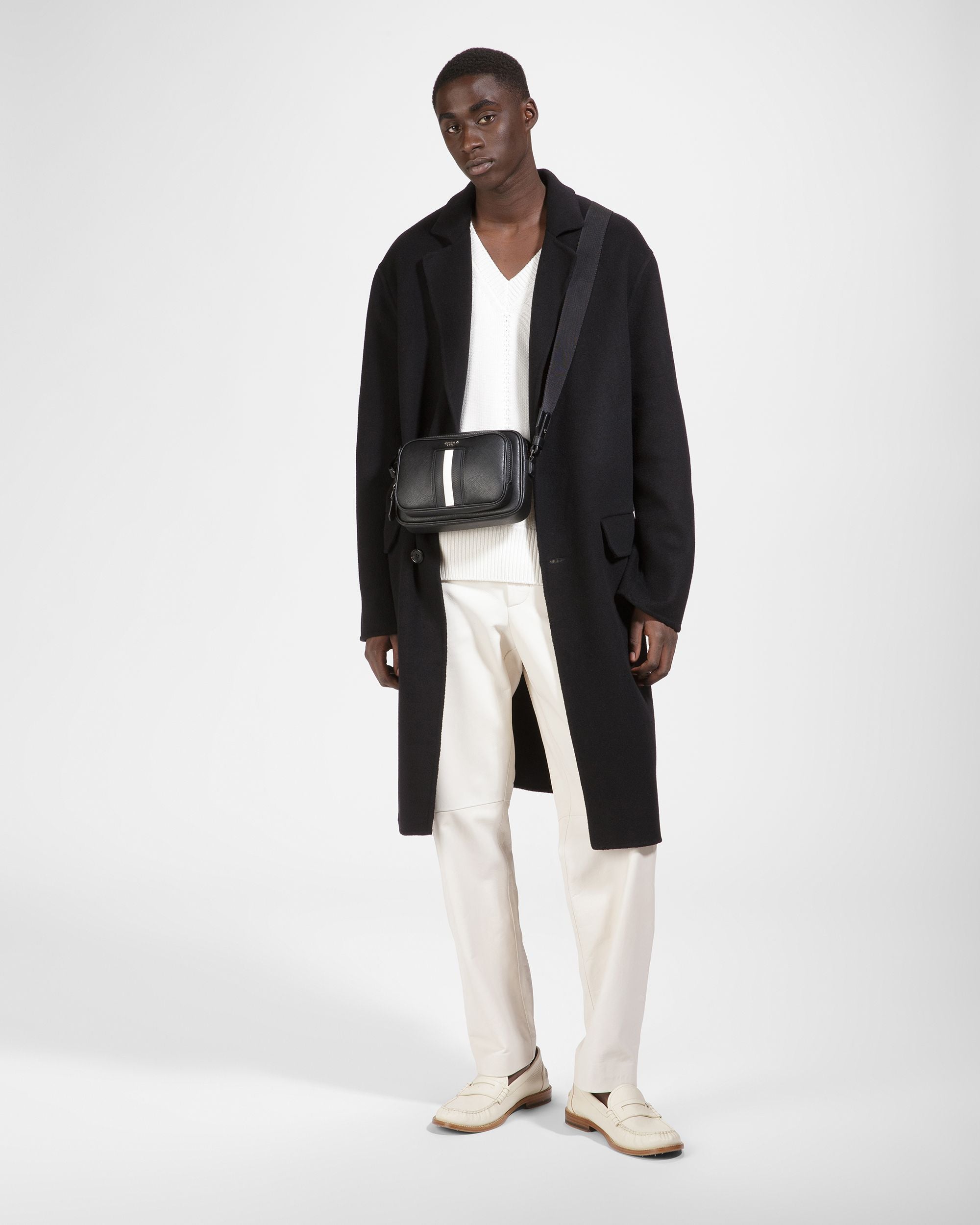Makeba Sac À Bandoulière En Cuir Noir Et Pierre - Homme - Bally - 06