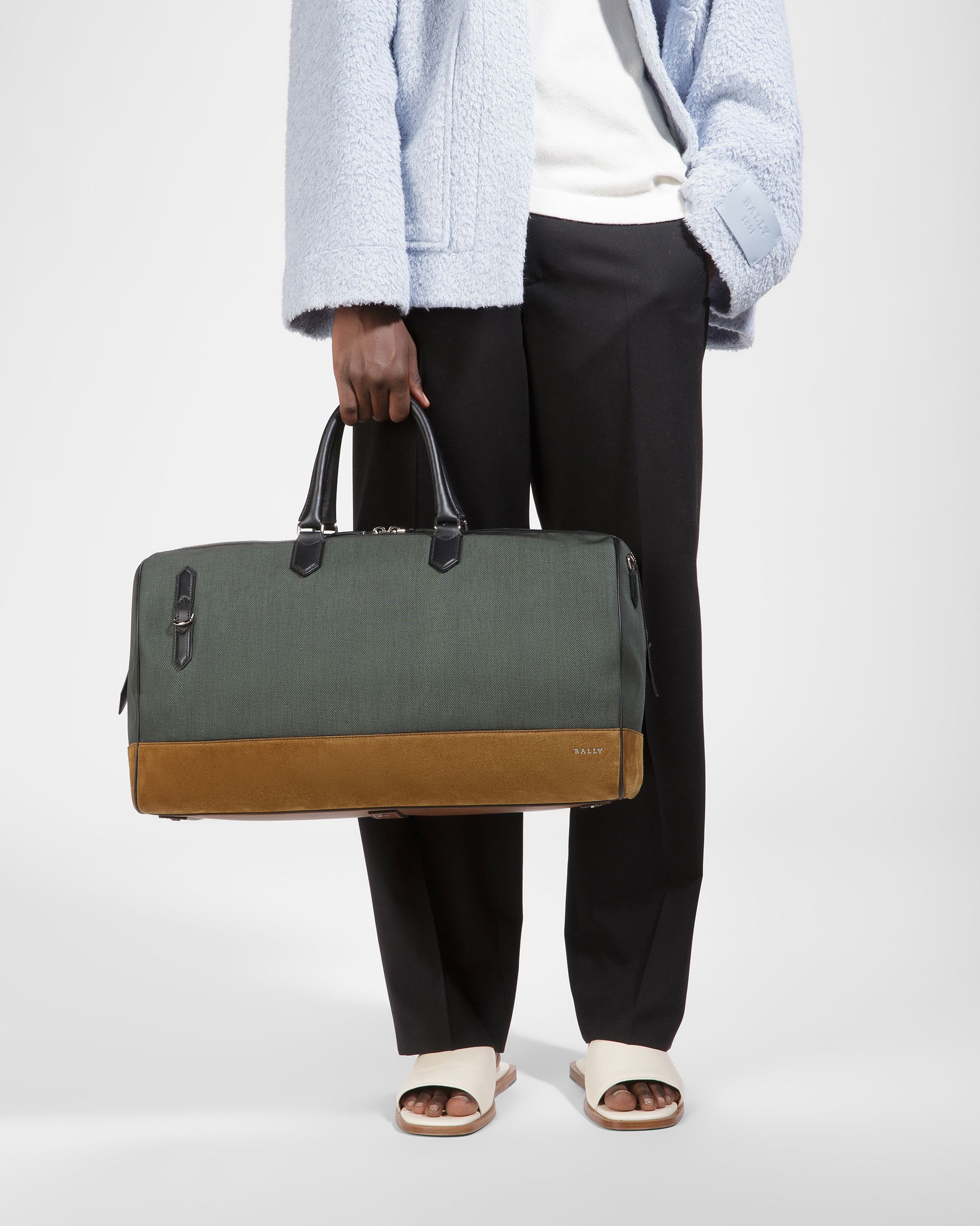 Caius Leather And Nylon Weekender Bag In Sage - Men's - Bally - 02