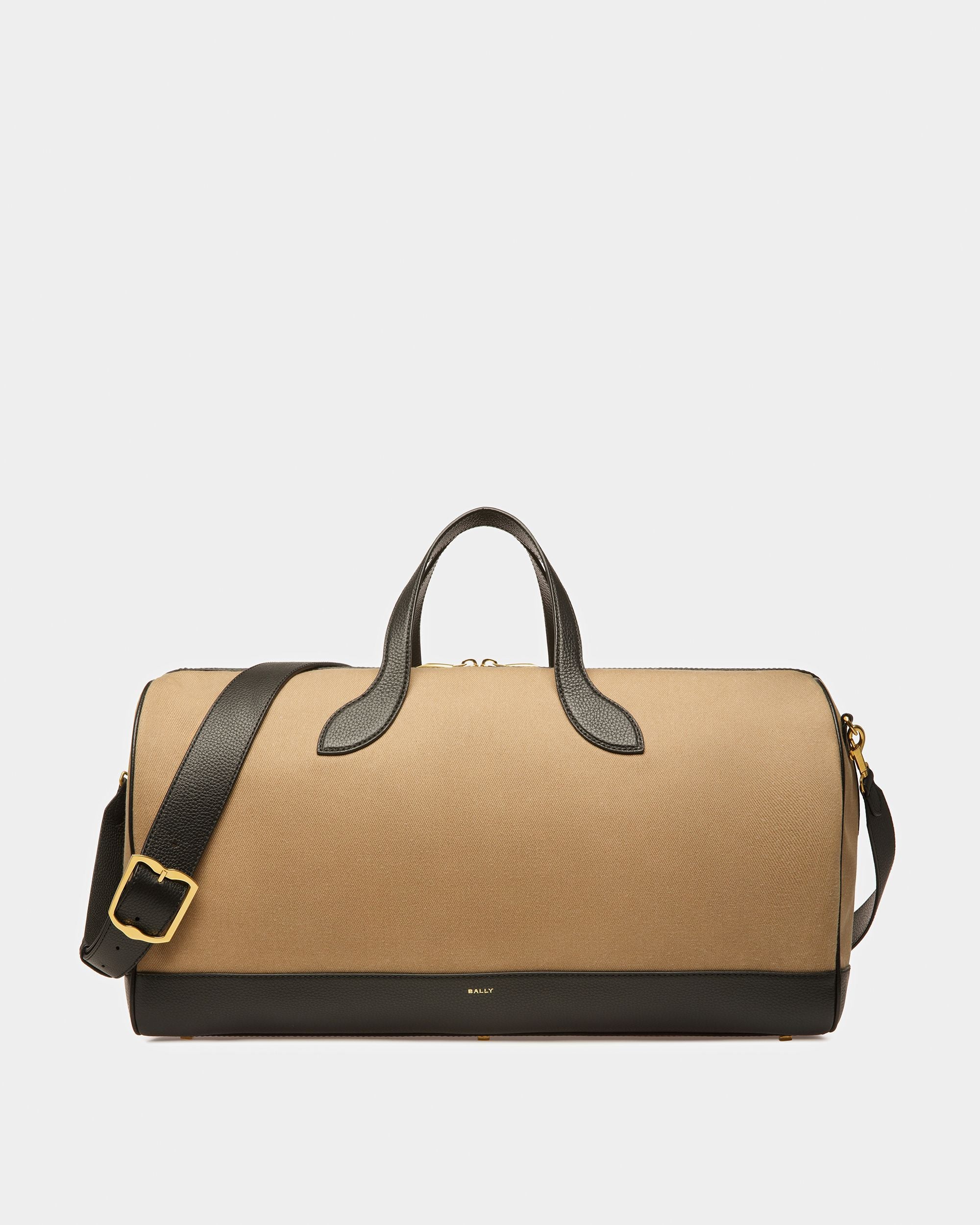 Sac De Week-End Bar En Cuir Et Tissu Désert Et Noir - Homme - Bally - 01