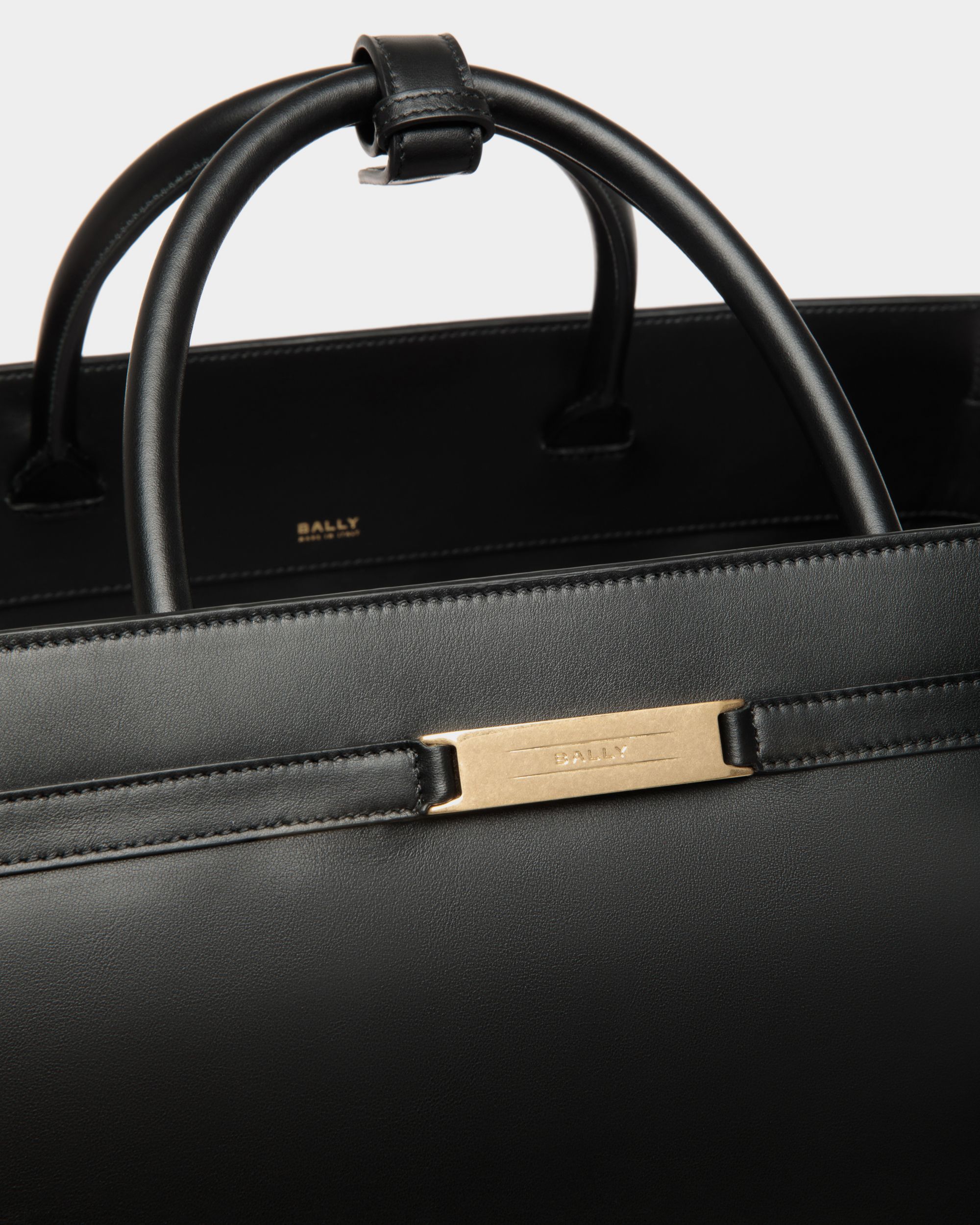 Sac De Week-End Deco En Cuir Noir - Homme - Bally - 06