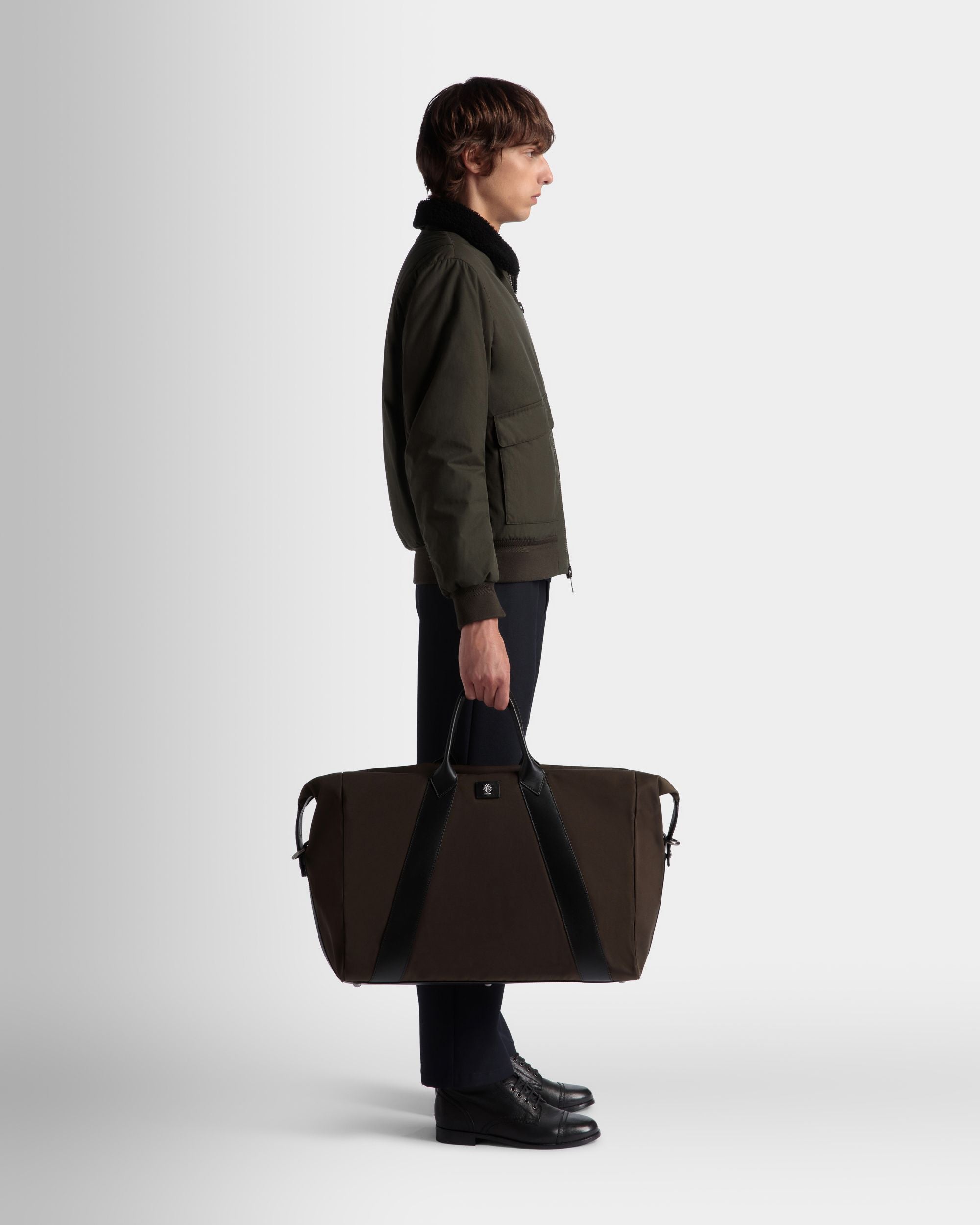 Adrien Brody Travel Collection Weekender In Military Green And Black Nylon - Men's - Bally - 02