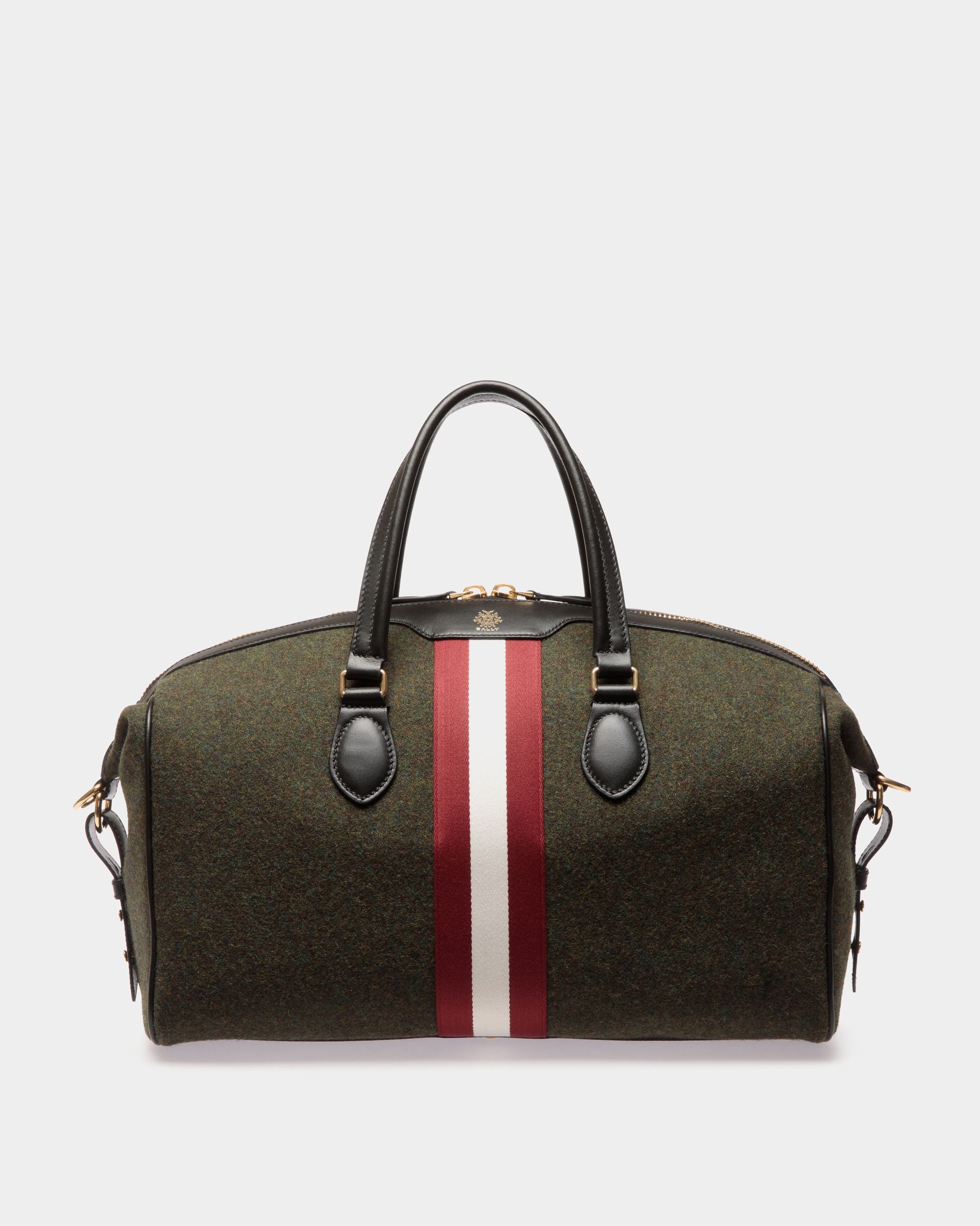 Sac De Week-End Beckett En Laine Et Cuir Vert Foncé - Homme - Bally - 01
