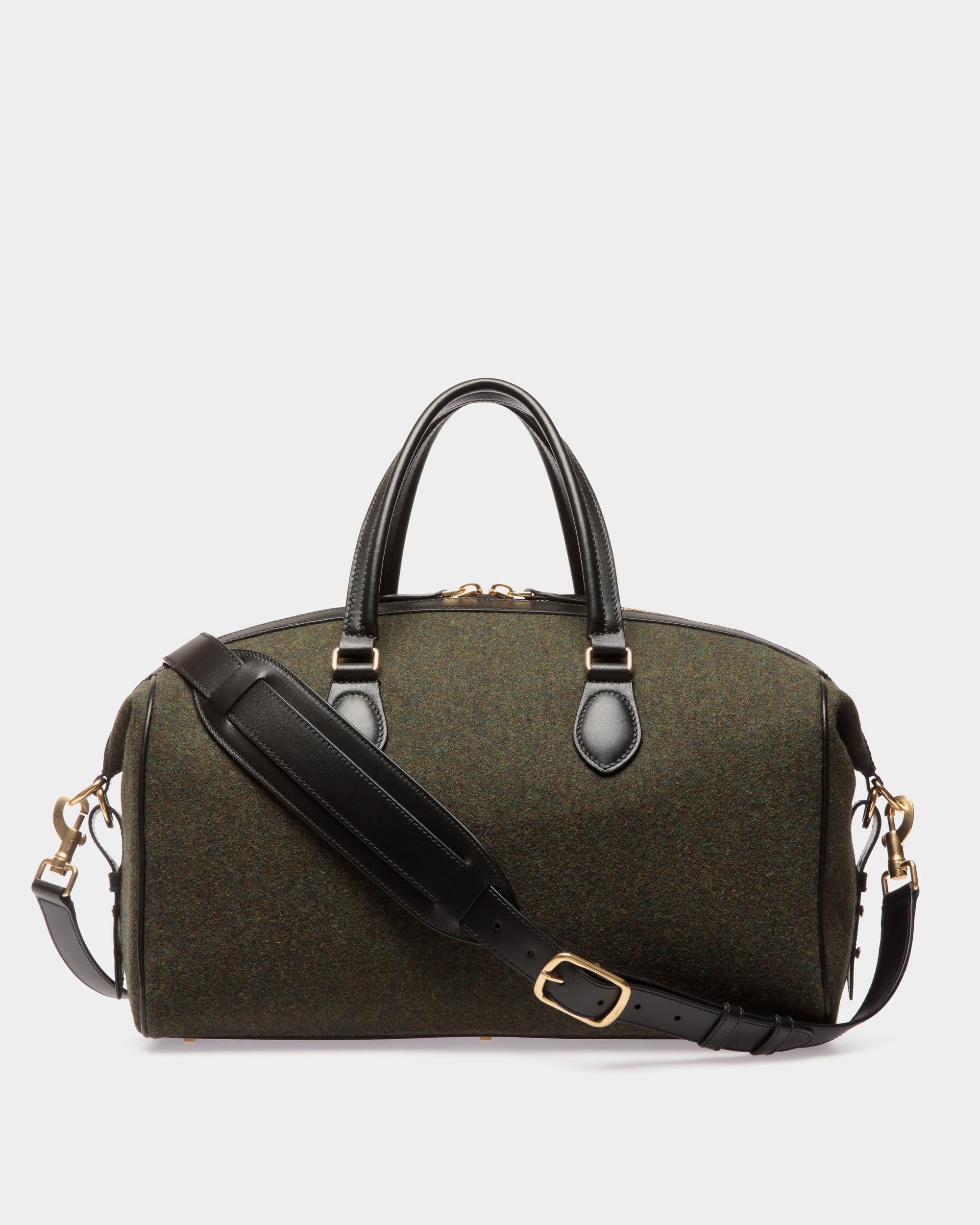 Sac De Week-End Beckett En Laine Et Cuir Vert Foncé - Homme - Bally - 03