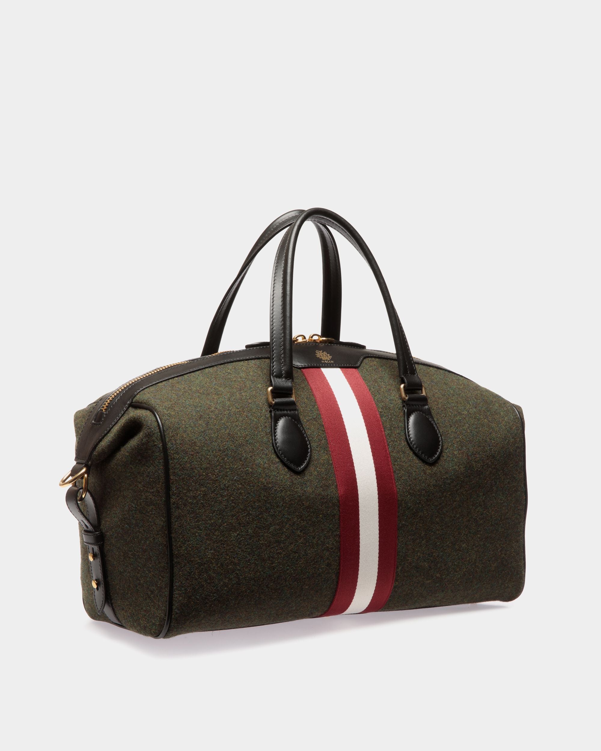 Sac De Week-End Beckett En Laine Et Cuir Vert Foncé - Homme - Bally - 04