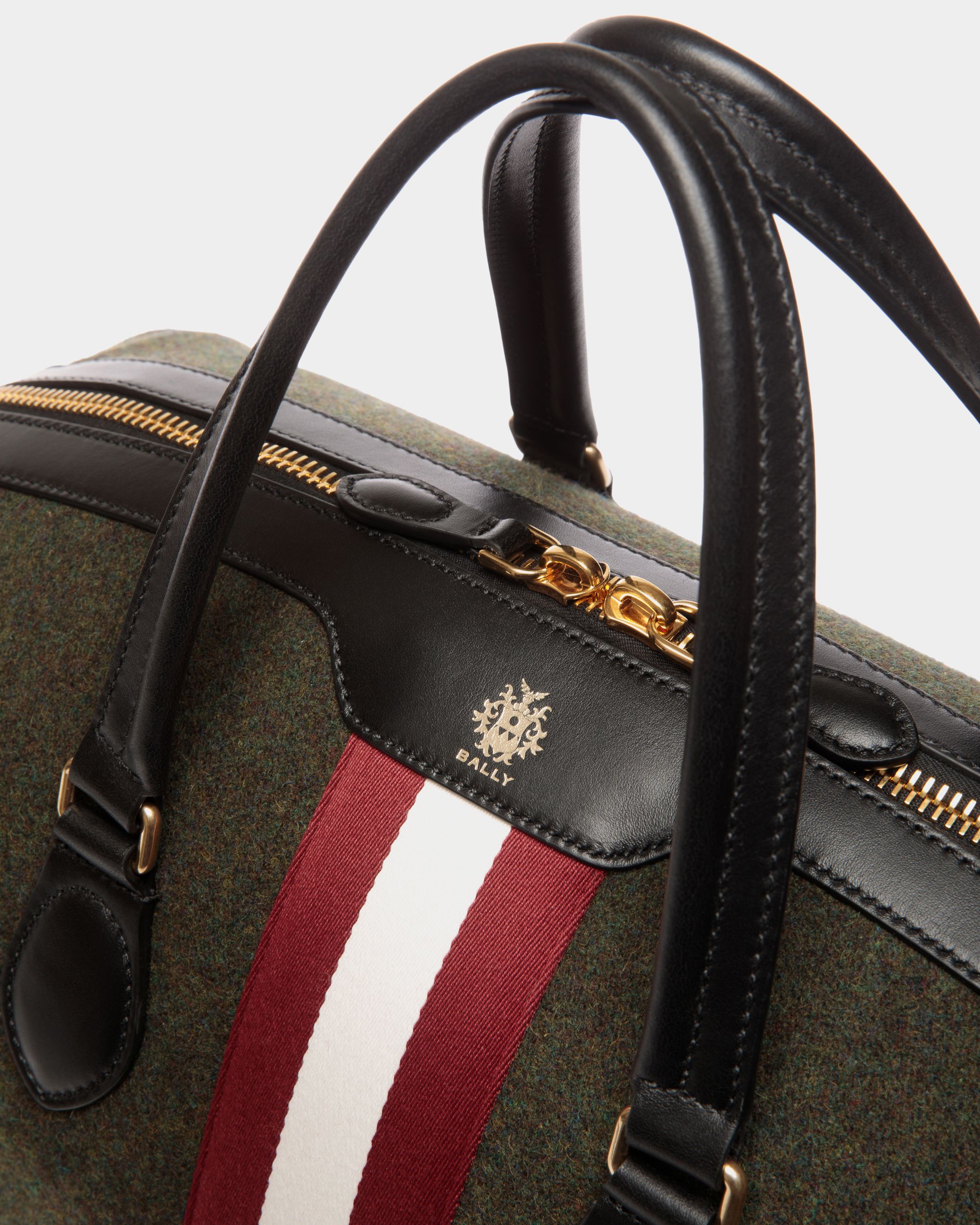 Sac De Week-End Beckett En Laine Et Cuir Vert Foncé - Homme - Bally - 06