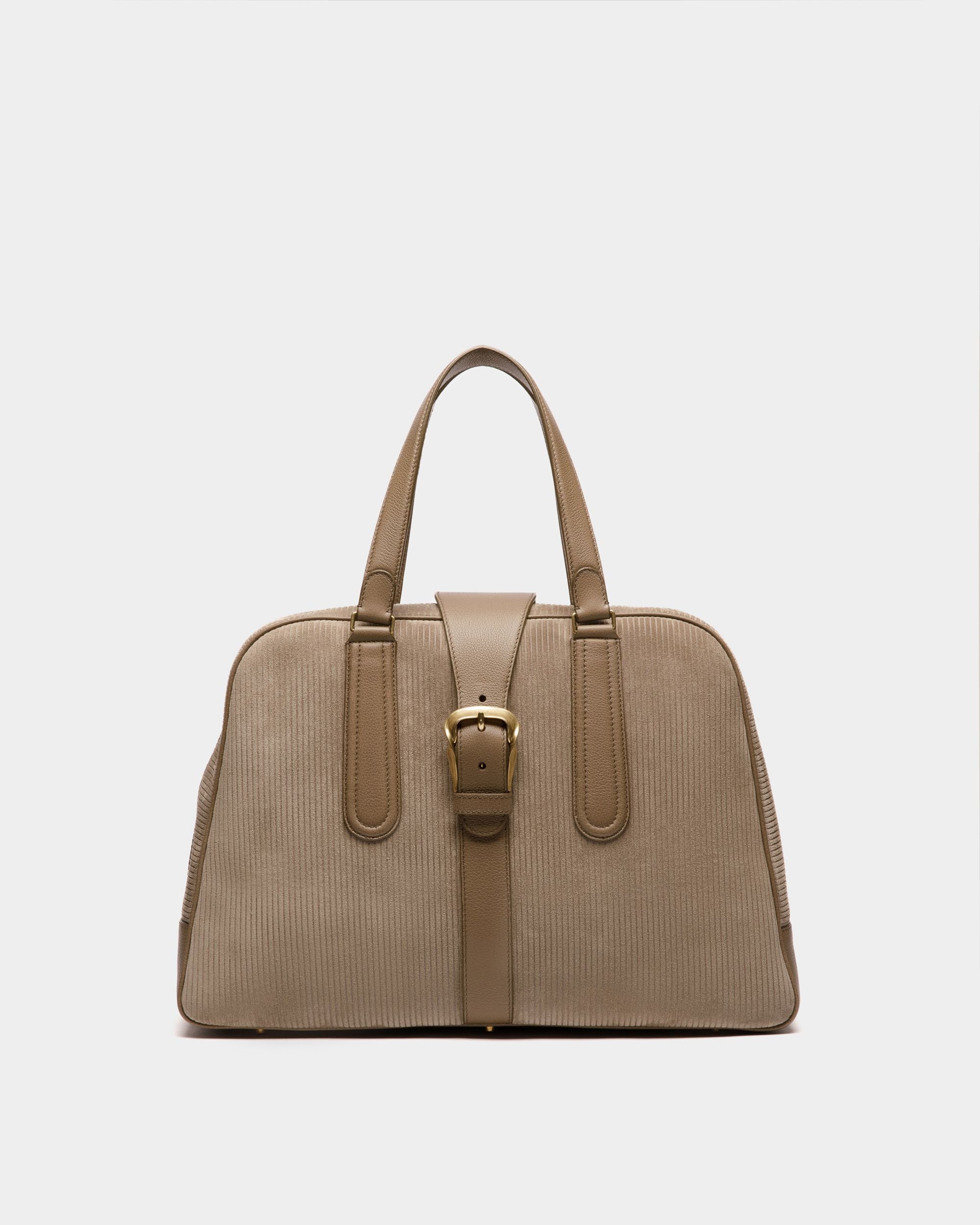 Bolso Bowling De Piel Estampada Efecto Pana Color Sepia - Hombre - Bally - 01
