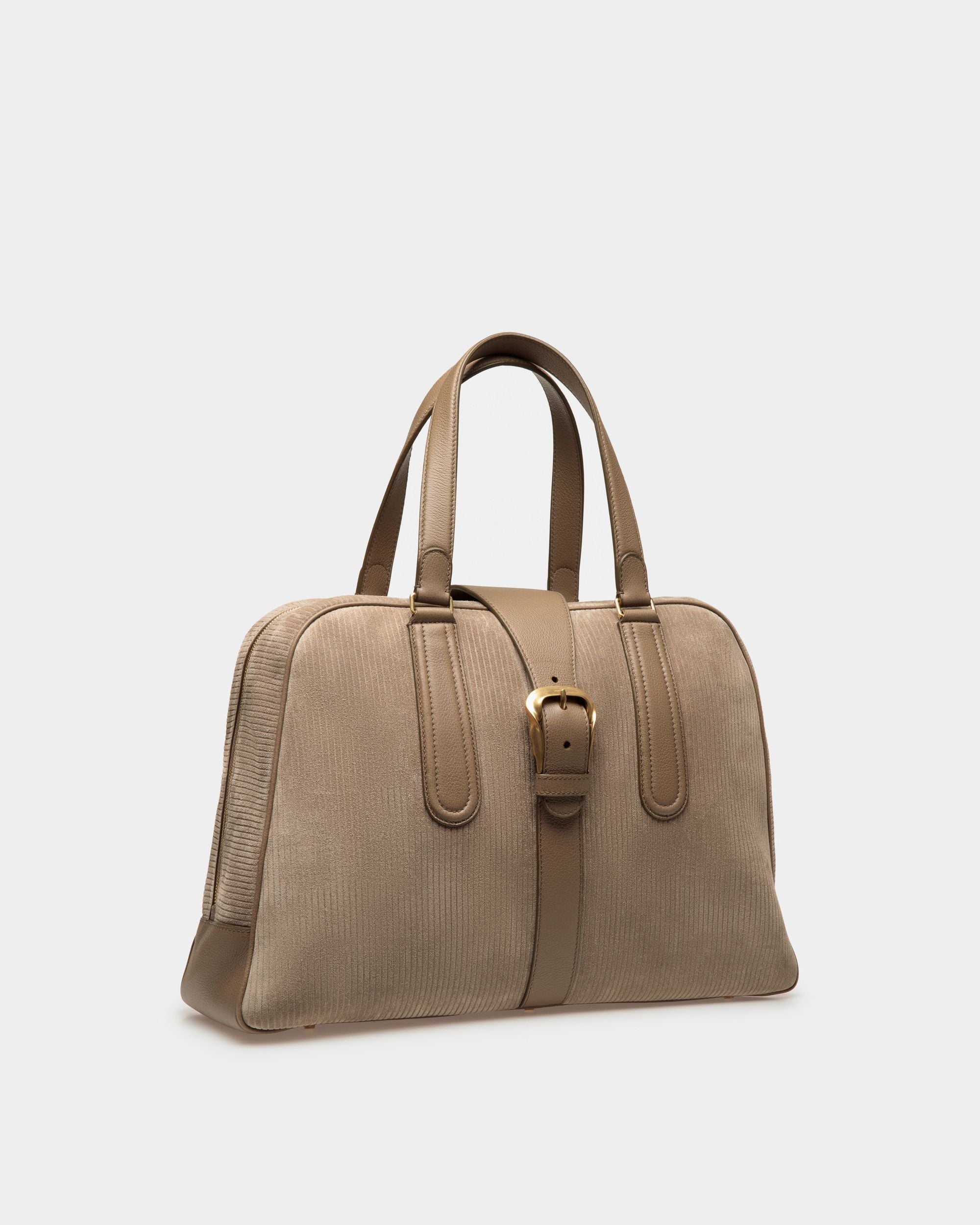 Bolso Bowling De Piel Estampada Efecto Pana Color Sepia - Hombre - Bally - 04