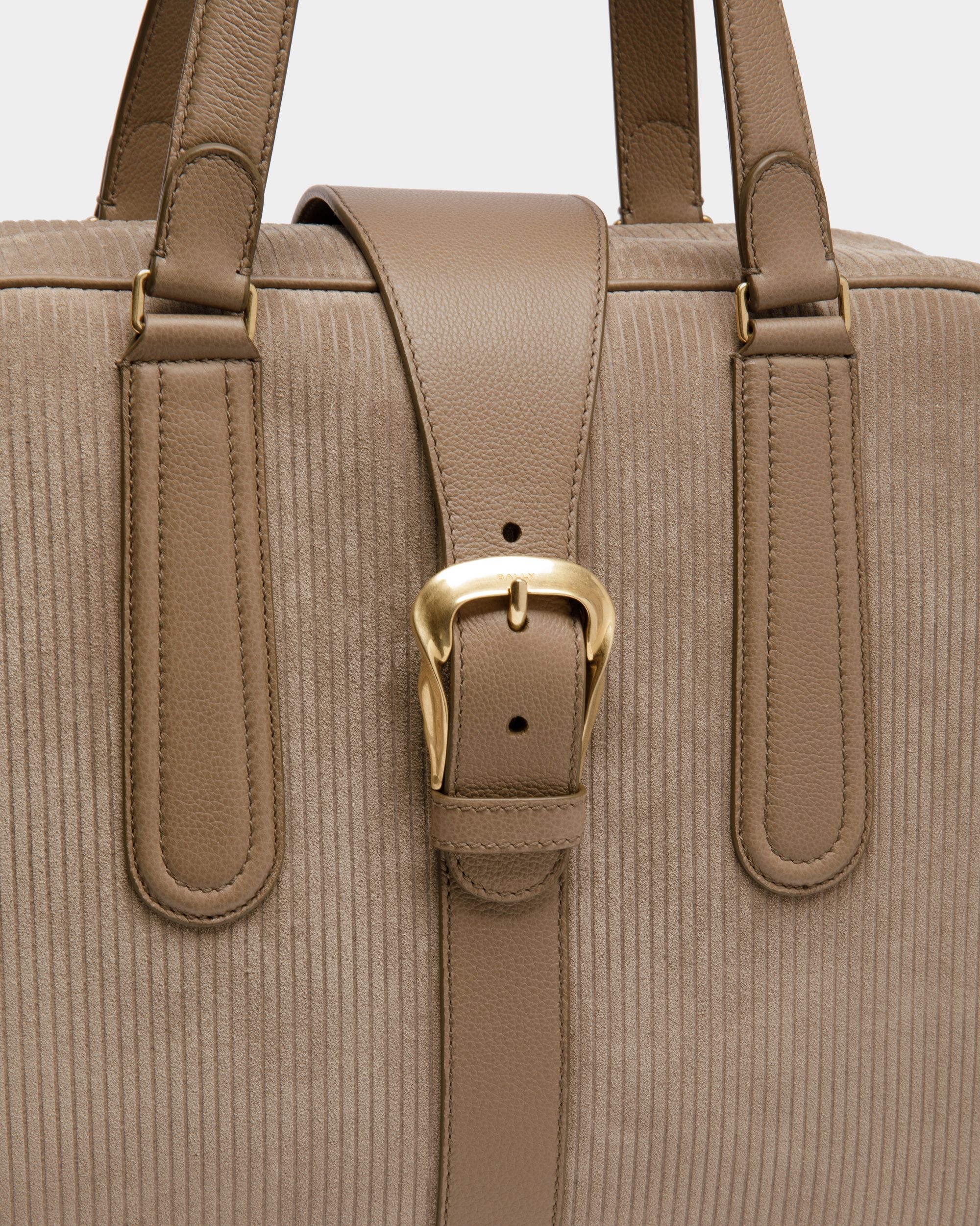 Bolso Bowling De Piel Estampada Efecto Pana Color Sepia - Hombre - Bally - 06