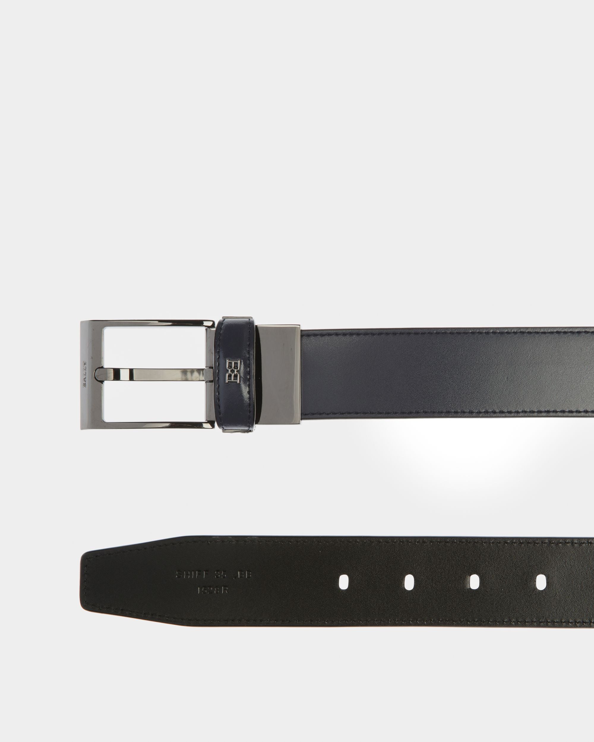 Shiff 35 Mm Breiter Gürtel Aus Marineblauem Und Schwarzem Leder - Herren - Bally - 02