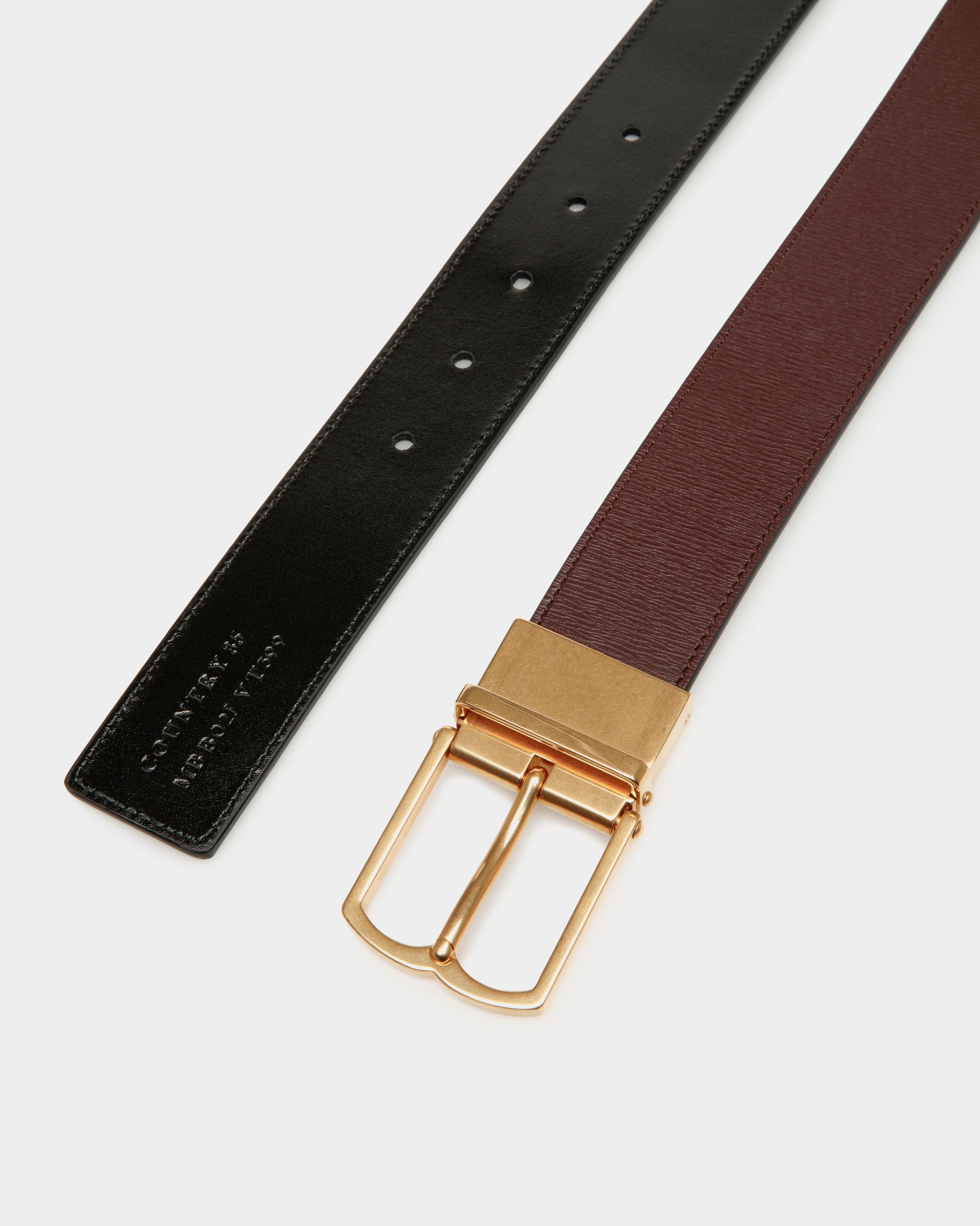 Country Verstellbarer Wendegürtel Aus Leder In Bordeaux Und Schwarz 35 mm - Herren - Bally - 02